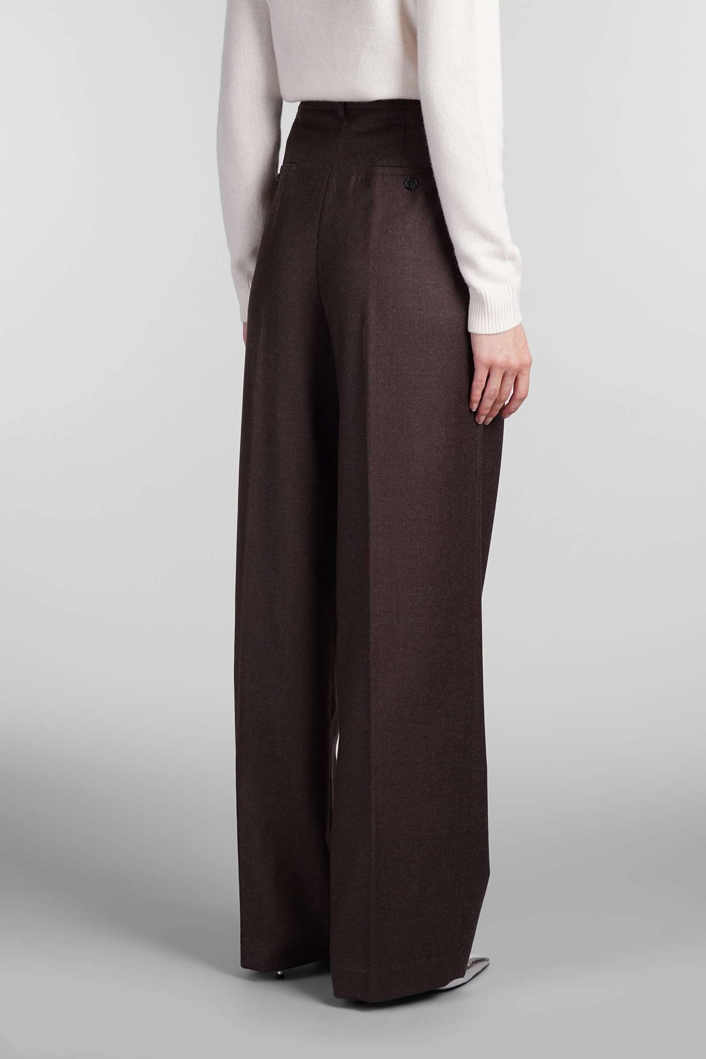 Shop Theory Pants In Brown Wool