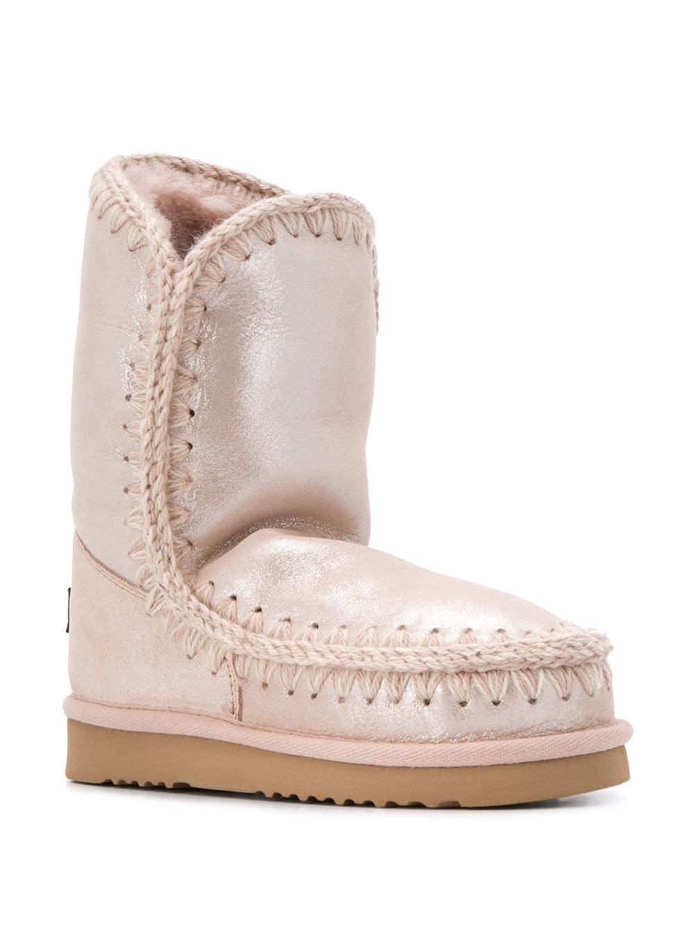 Mou Eskimo 24 Low Heels Ankle Boots In Rose-pink Glitter In Rose-pink