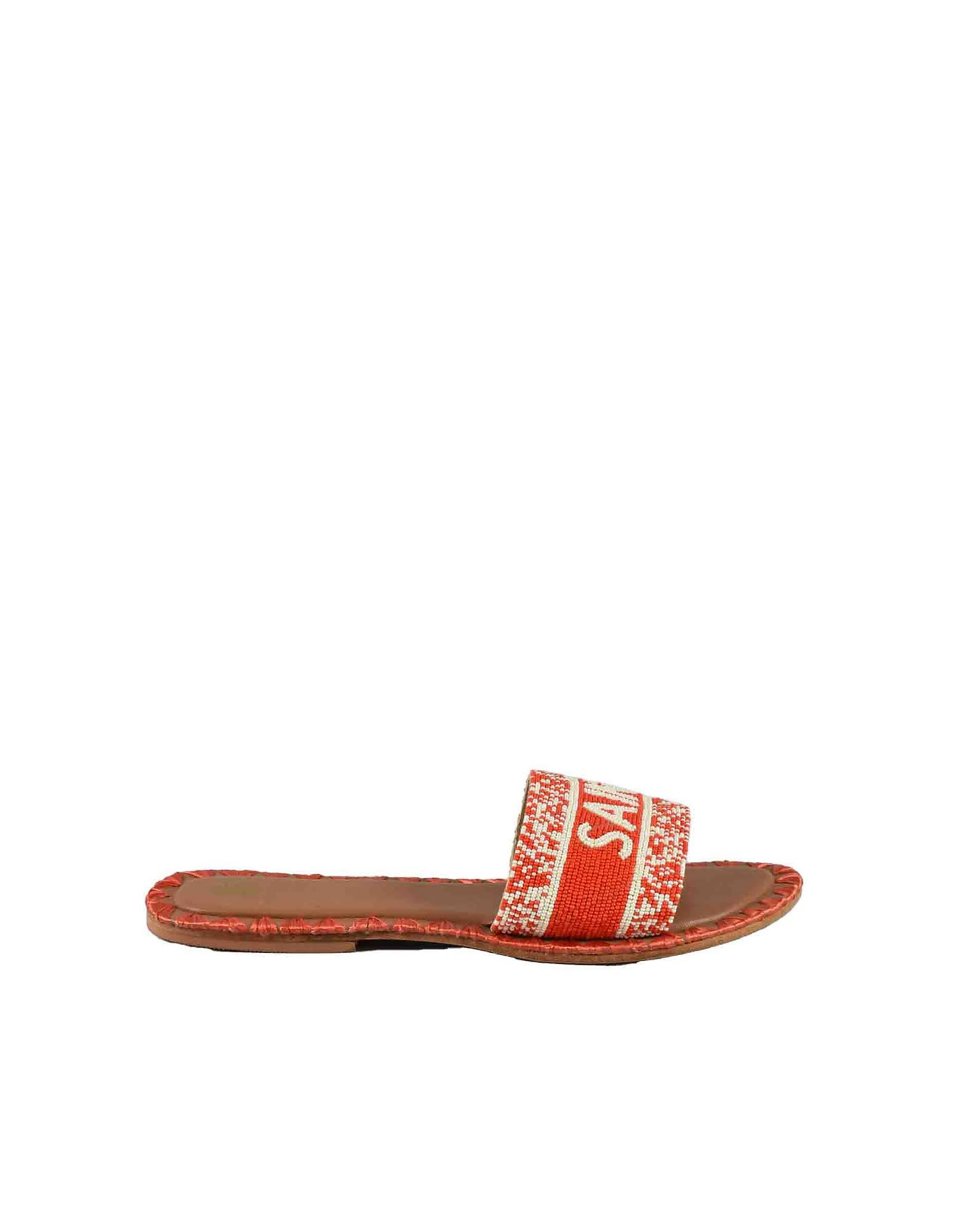 Womens Red Slide Sandals