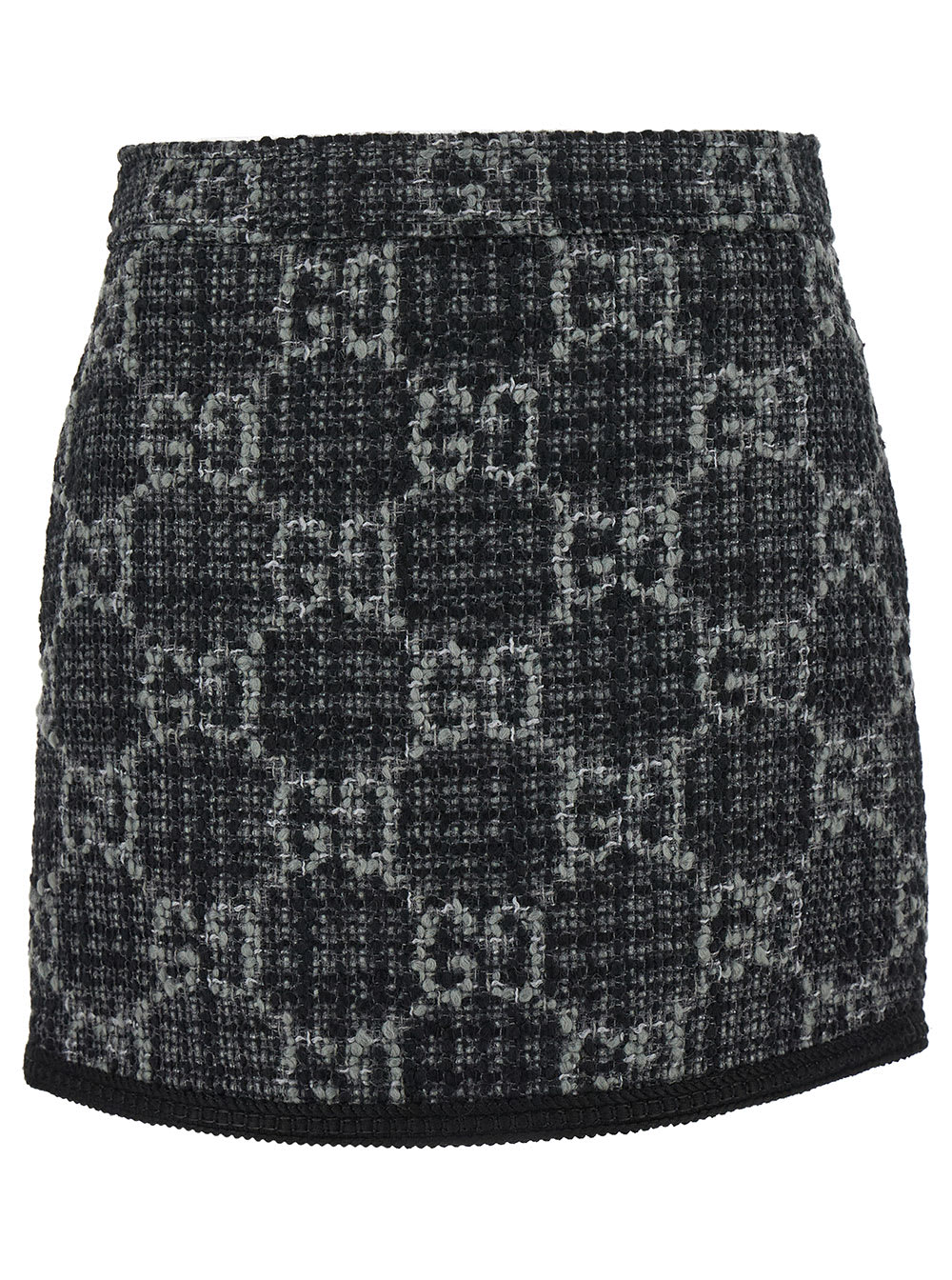 Gucci Gg Tweed Skirt In Grey