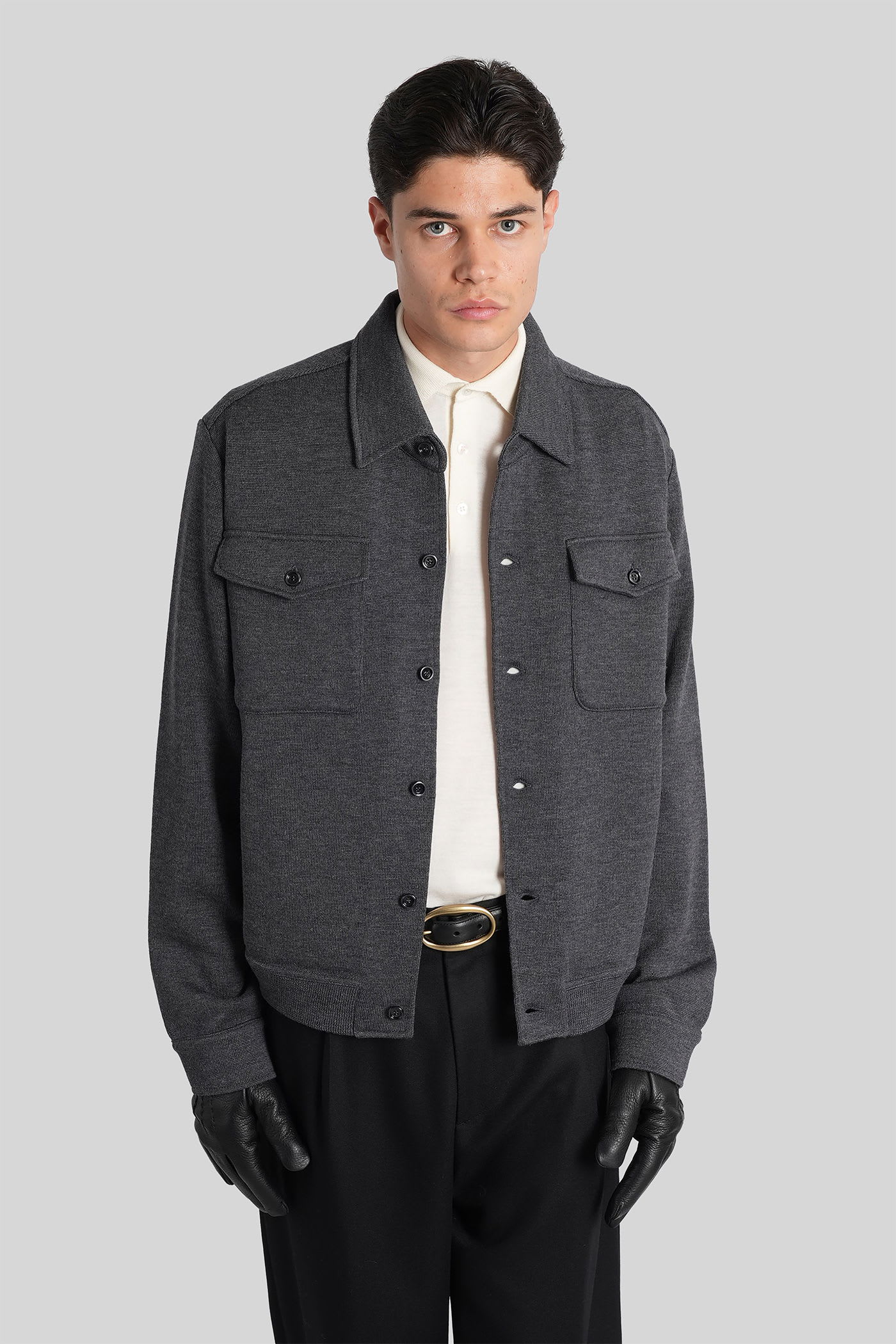 Casual Jacket In Grey Wool