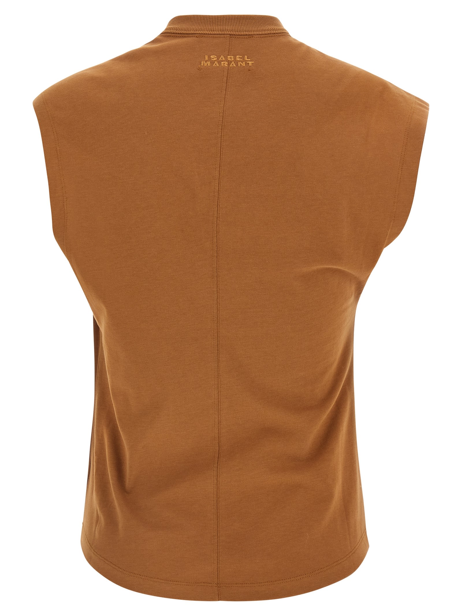 Isabel Marant Sleeveless Crew Neck Top With Knot Detail In Brown
