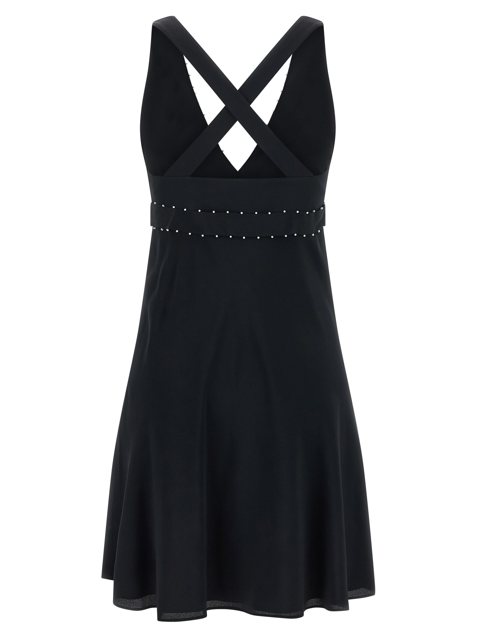 Giovanni Bedin Silk Blend Mini Dress With Pearl In Black