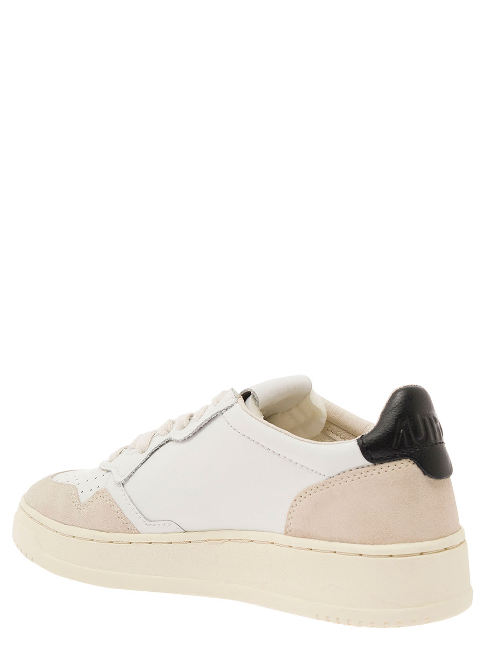 Shop Autry Medalist White Low Top Sneakers With Blue Suede Details In Leather Woman