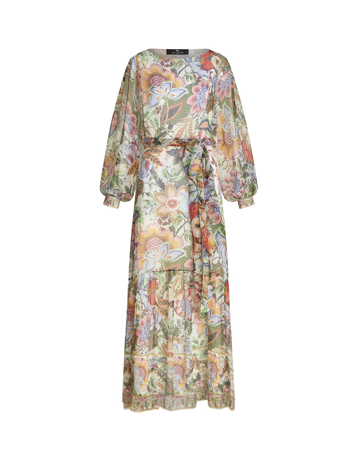 Shop Etro Multicoloured Printed Silk Long Dress