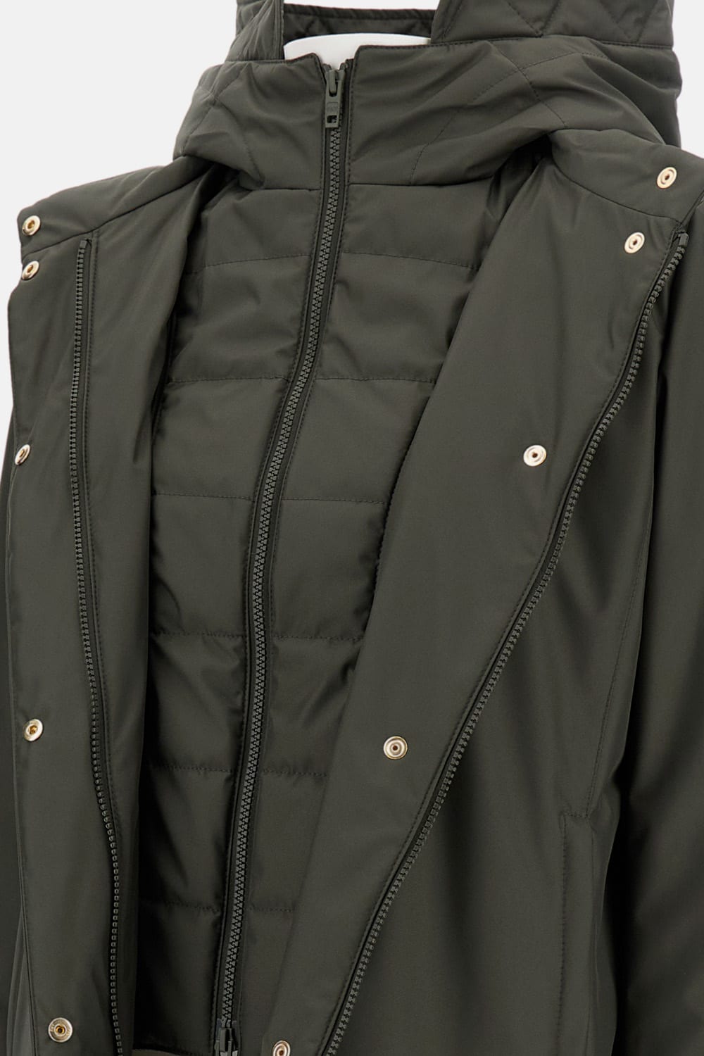 Fay Hooded Coat With Side Pockets And Long Sleeves In Green