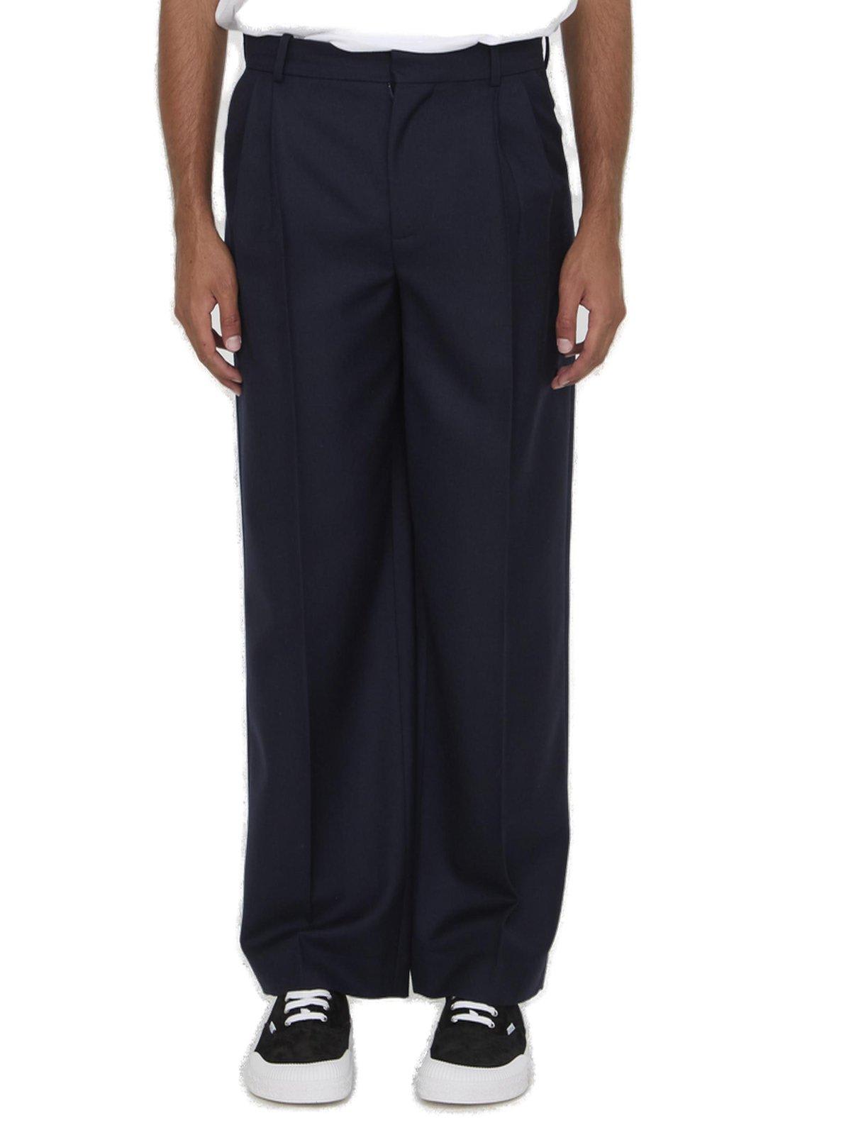 Shop Loewe Mid-rise Tailored Trousers In Navy Melange