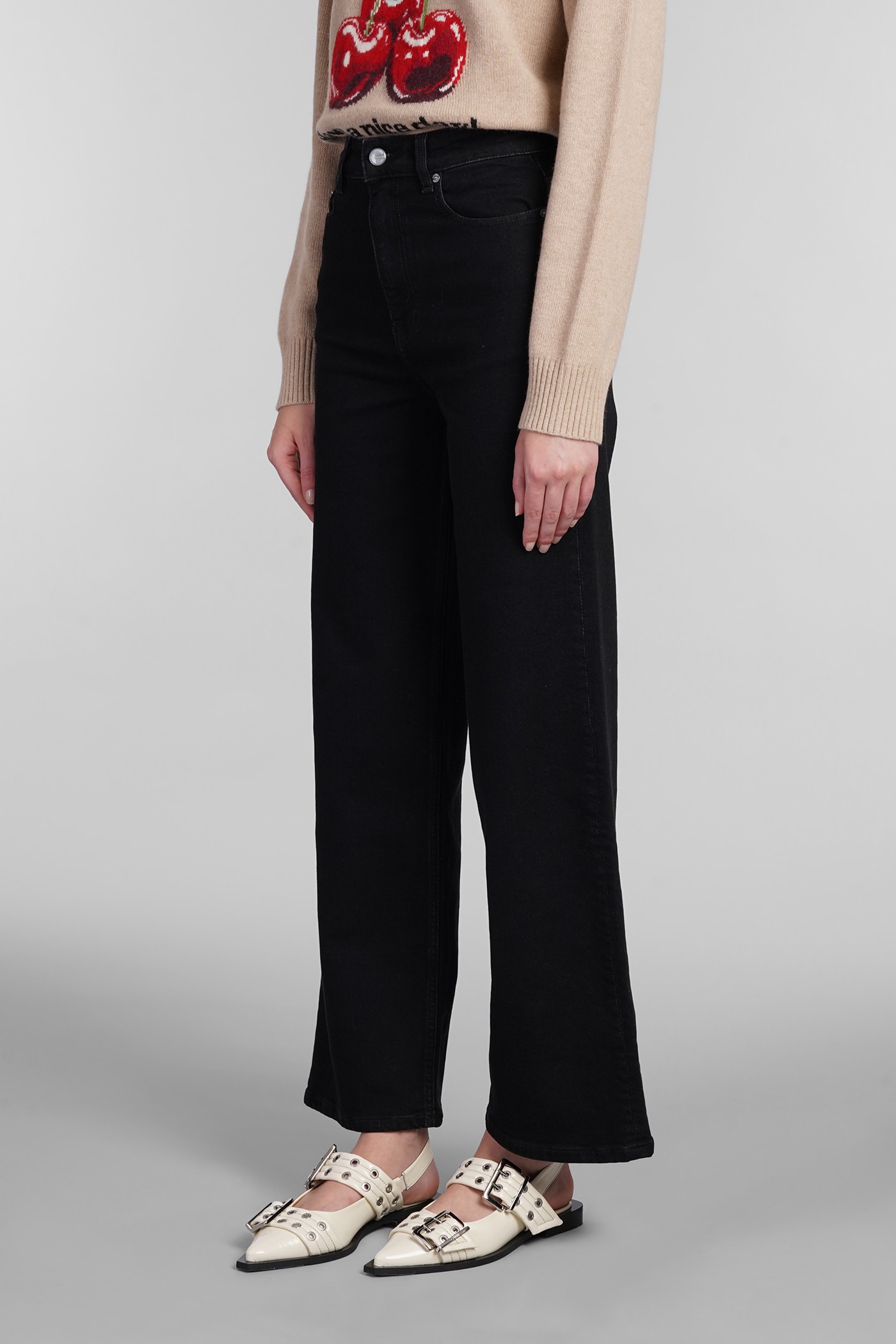 Shop Ganni Andi Jeans In Black Cotton