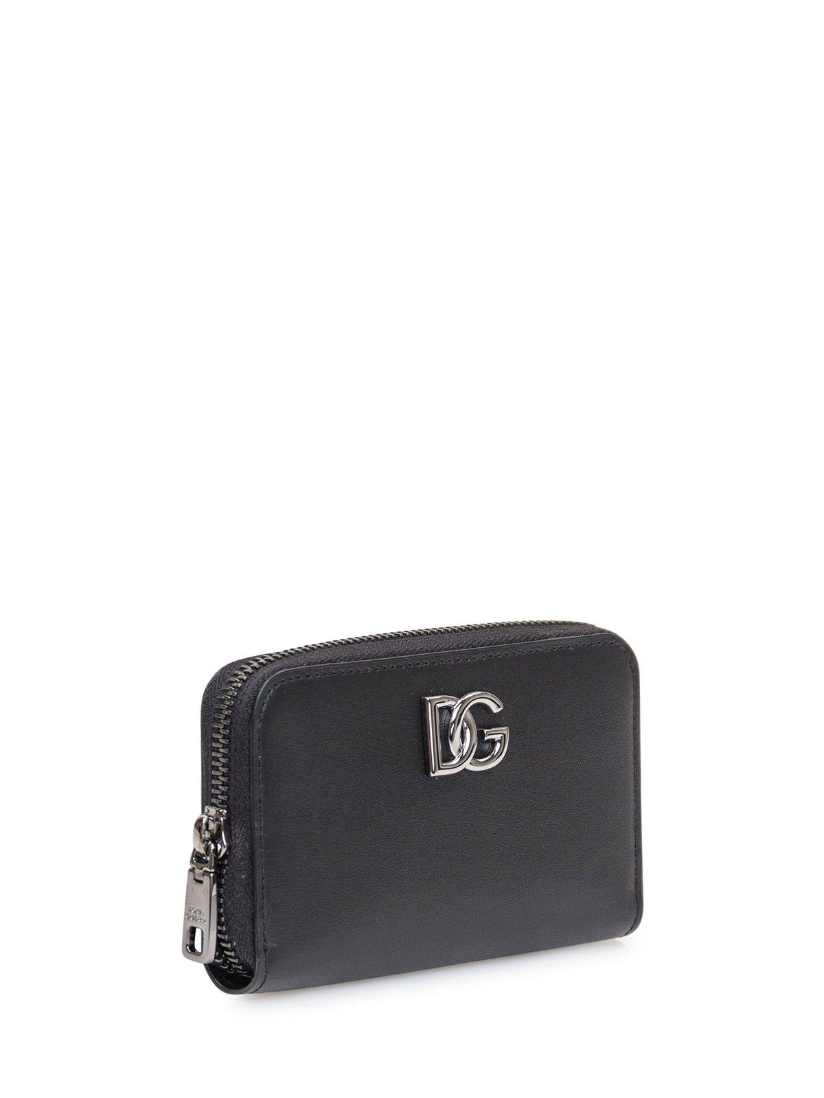 Shop Dolce & Gabbana Logo Plaque Zipped Compact Wallet In Nero