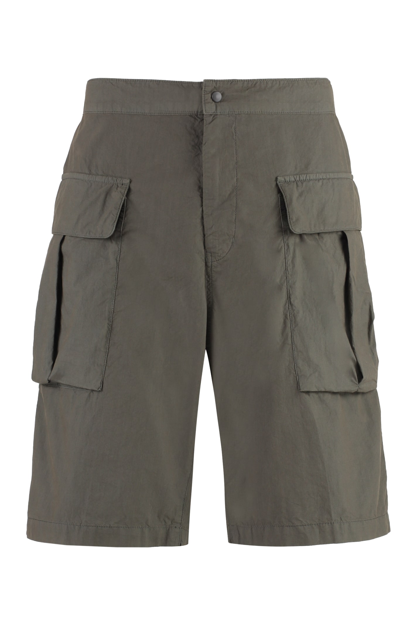 Shop Aspesi Cotton Cargo Bermuda Shorts In Grey