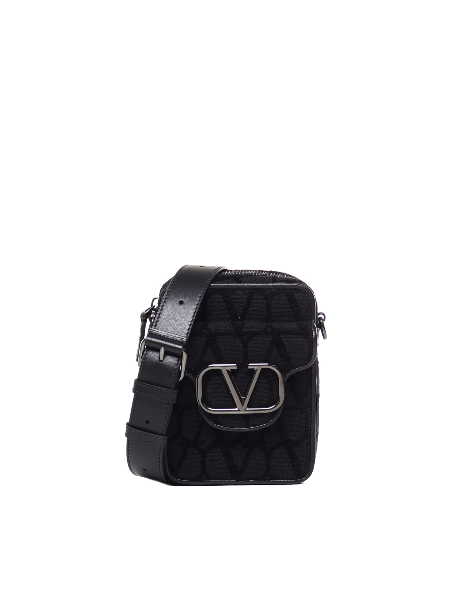Valentino Garavani Mini Locò Shoulder Bag In Toile Iconographe In Black