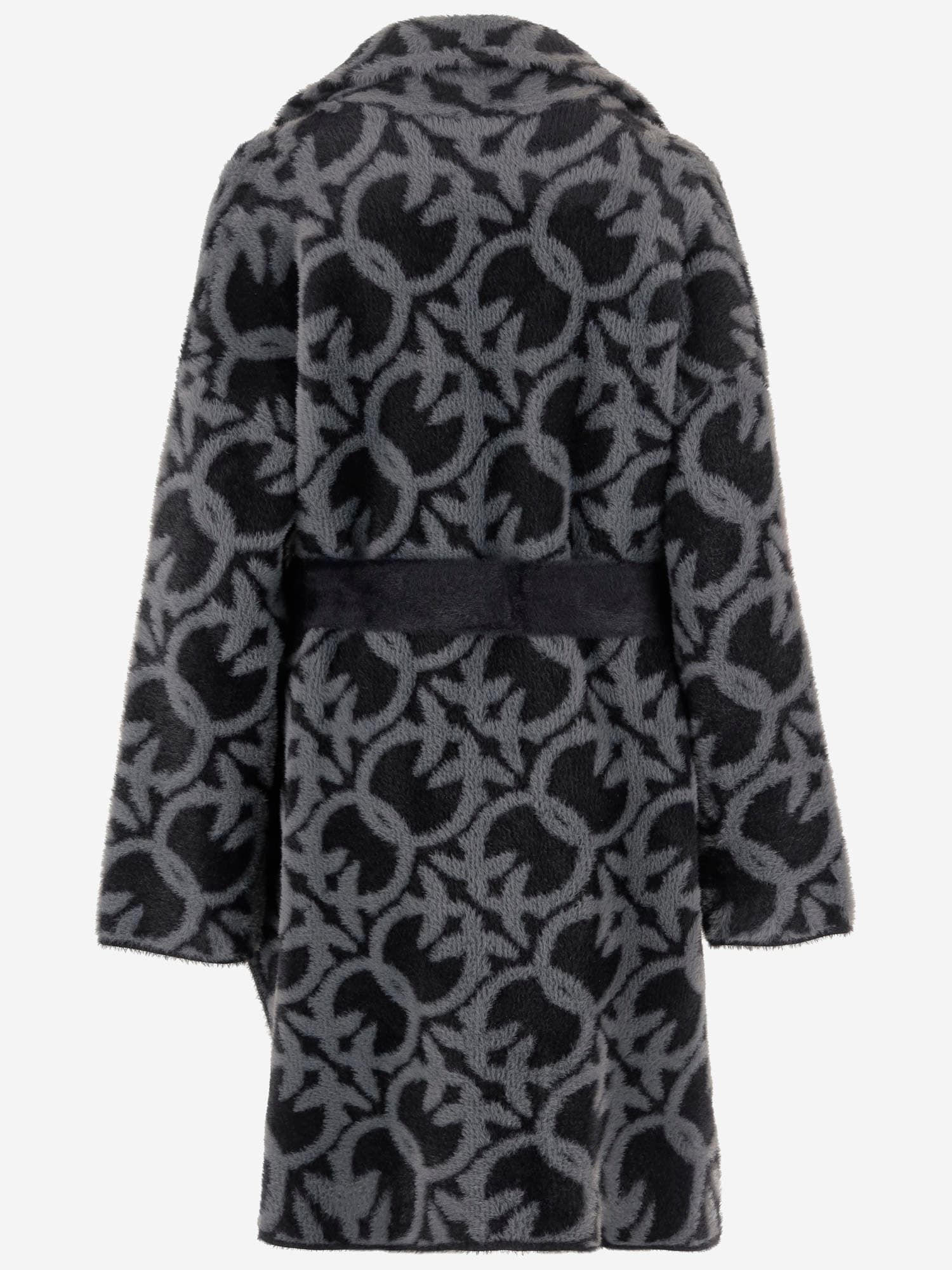 Pinko Nylon Coat With Love Birds Motif In Black