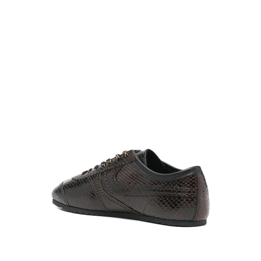 Dries Van Noten Leather Snakeskin-effect Dustin Sneakers In Brown