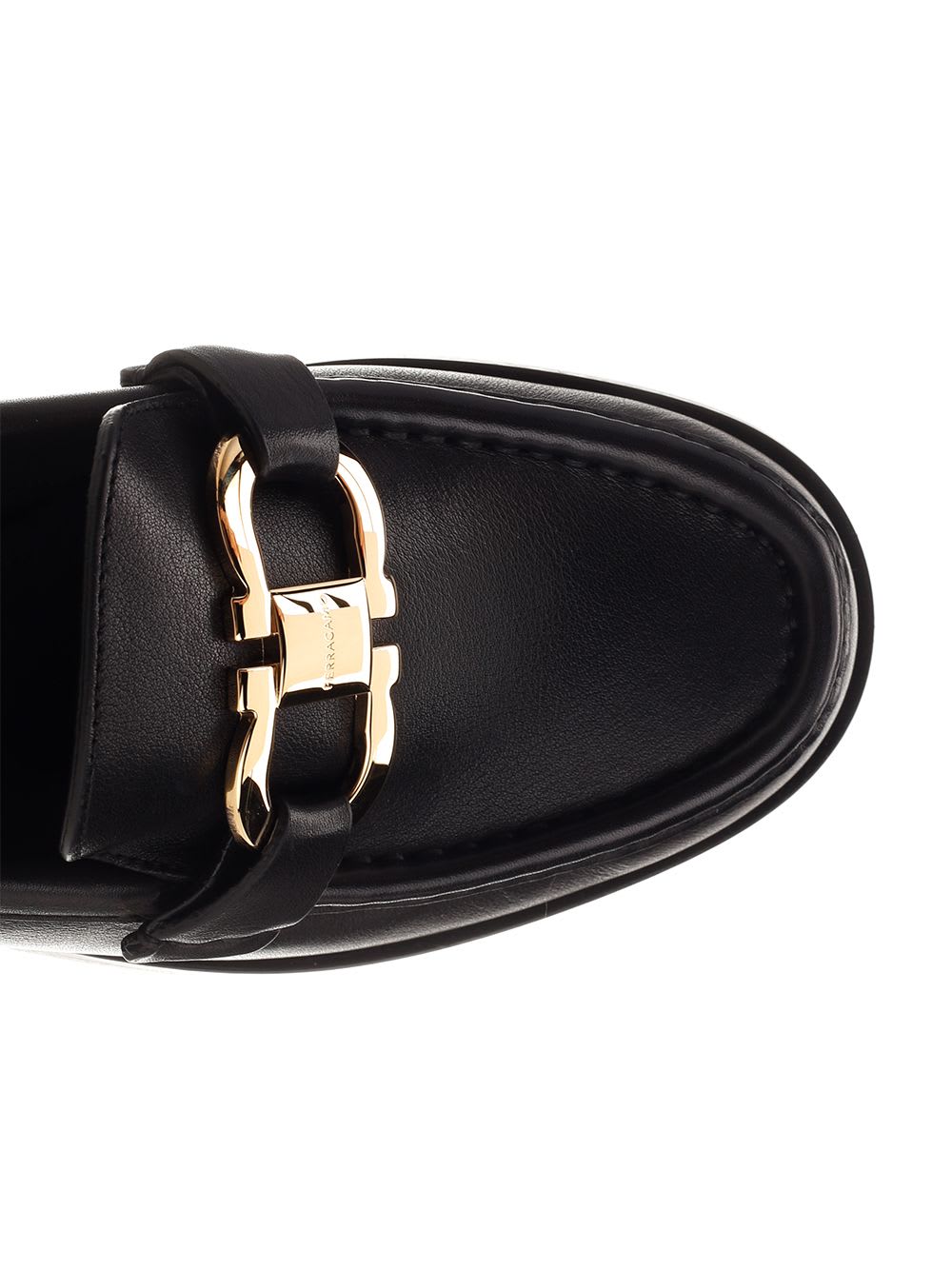 Shop Ferragamo Black Gancini Loafer