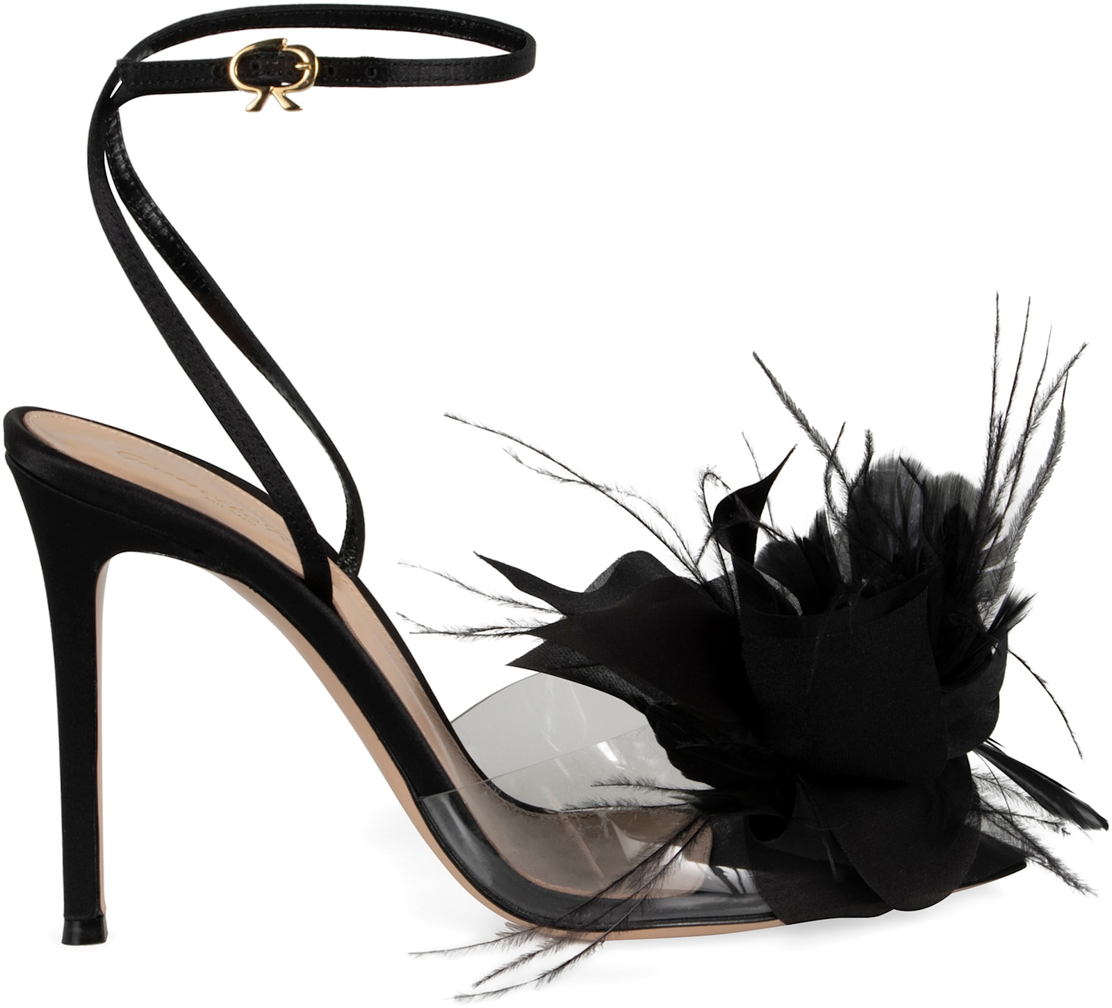 Gianvito Rossi Ynez 105mm Feather-embellished Sandals In Black
