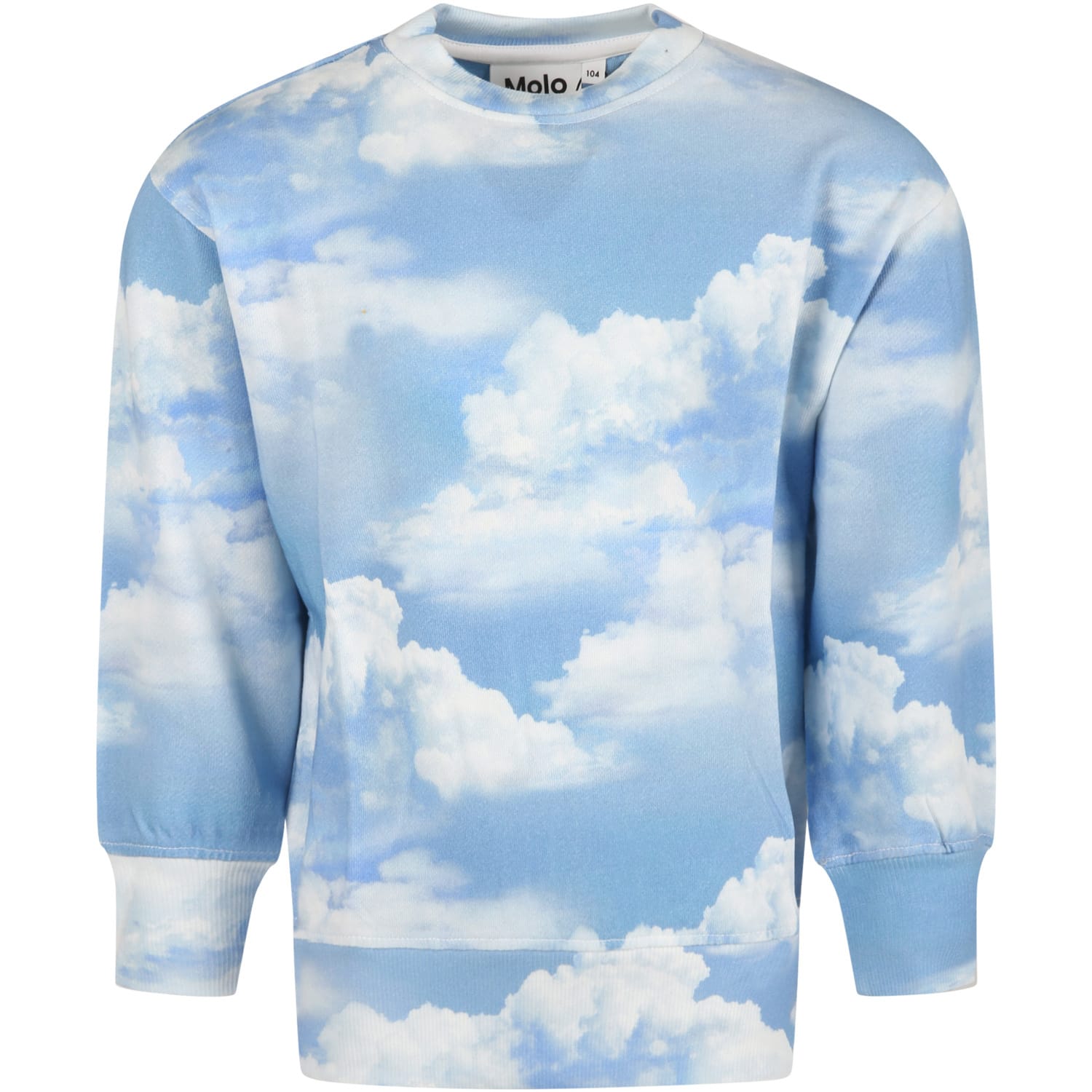 Molo Light Blue mattis Sweatshirt For Kids With Clouds