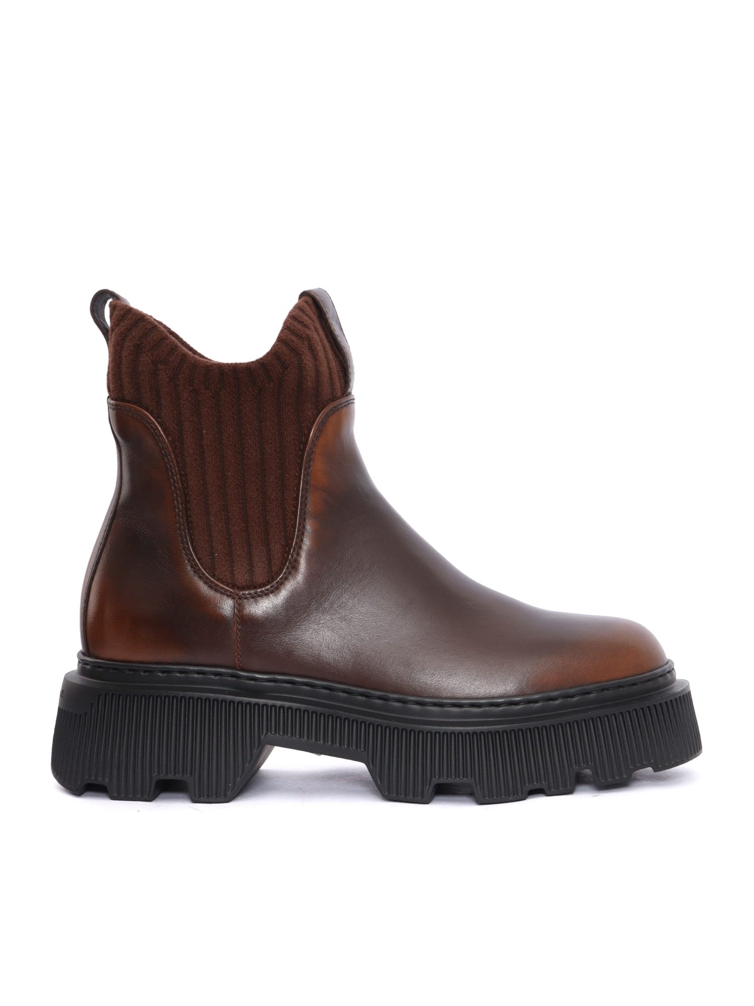 Santoni Ribbed Mountain Boots In Brown