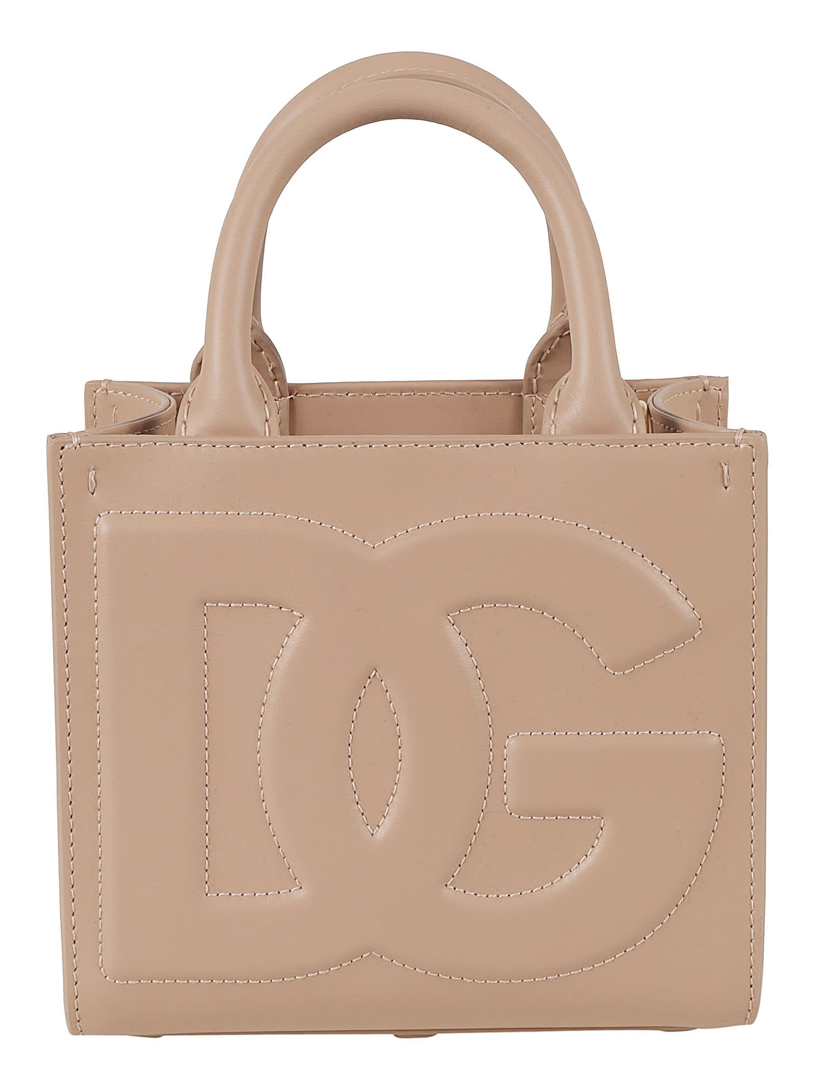 Dolce & Gabbana Dg Embossed Top Handle Shopper Bag In Cipria