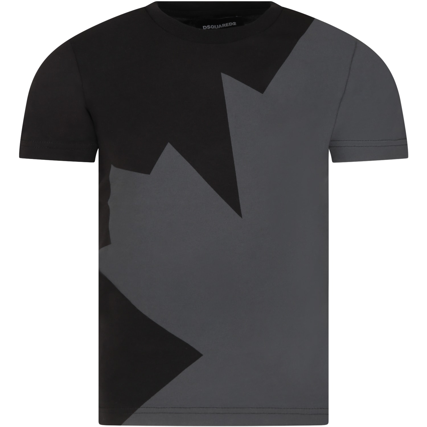 Dsquared2 Black T-shirt For Boy With Maple Leaf