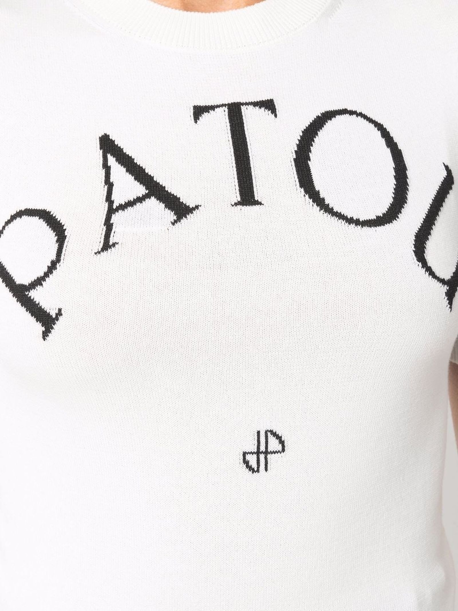 Patou White Logo-jacquard Knitted Top In White