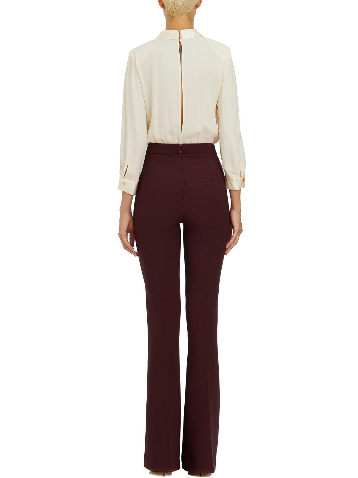 Shop Elisabetta Franchi Horsebit Combined Jumpsuit In Red/neutrals