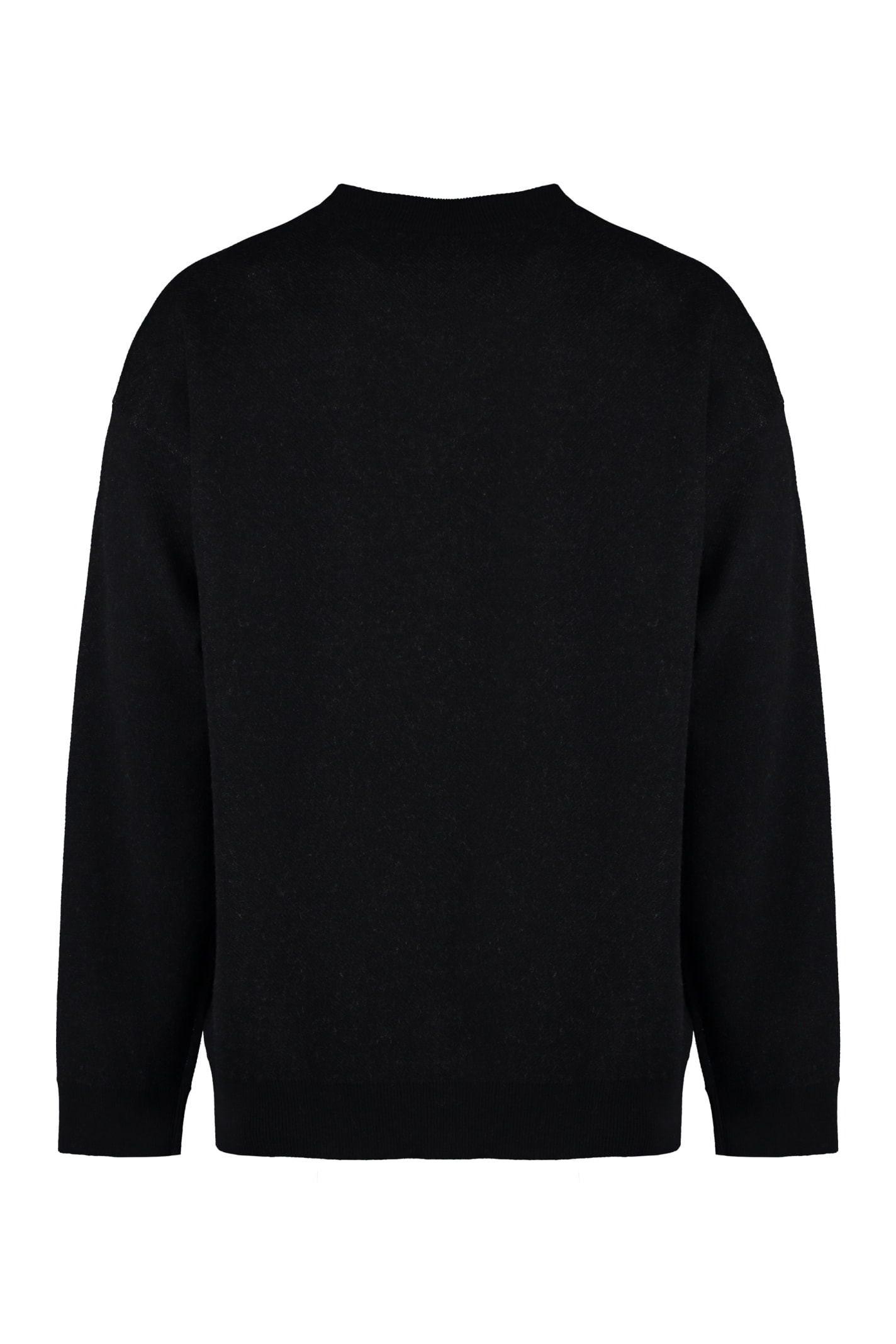 Shop Hugo Boss Cotton Crew-neck Sweater In Black