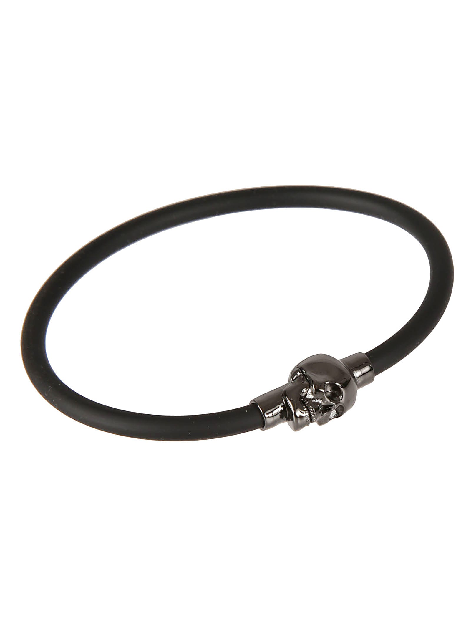 Rubber cord Skull Bracelet in Black