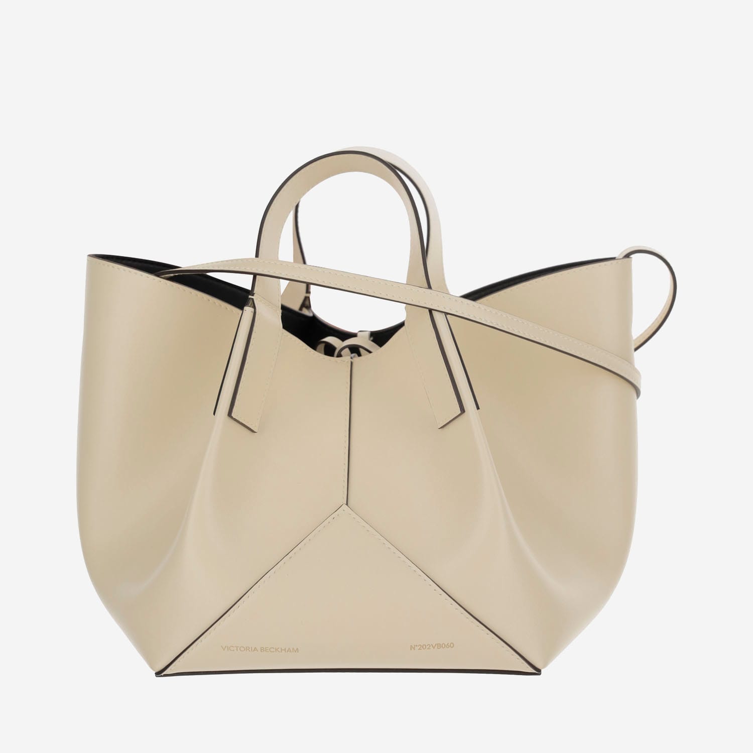 Shop Victoria Beckham Logo Leather Shoulder Bag In White