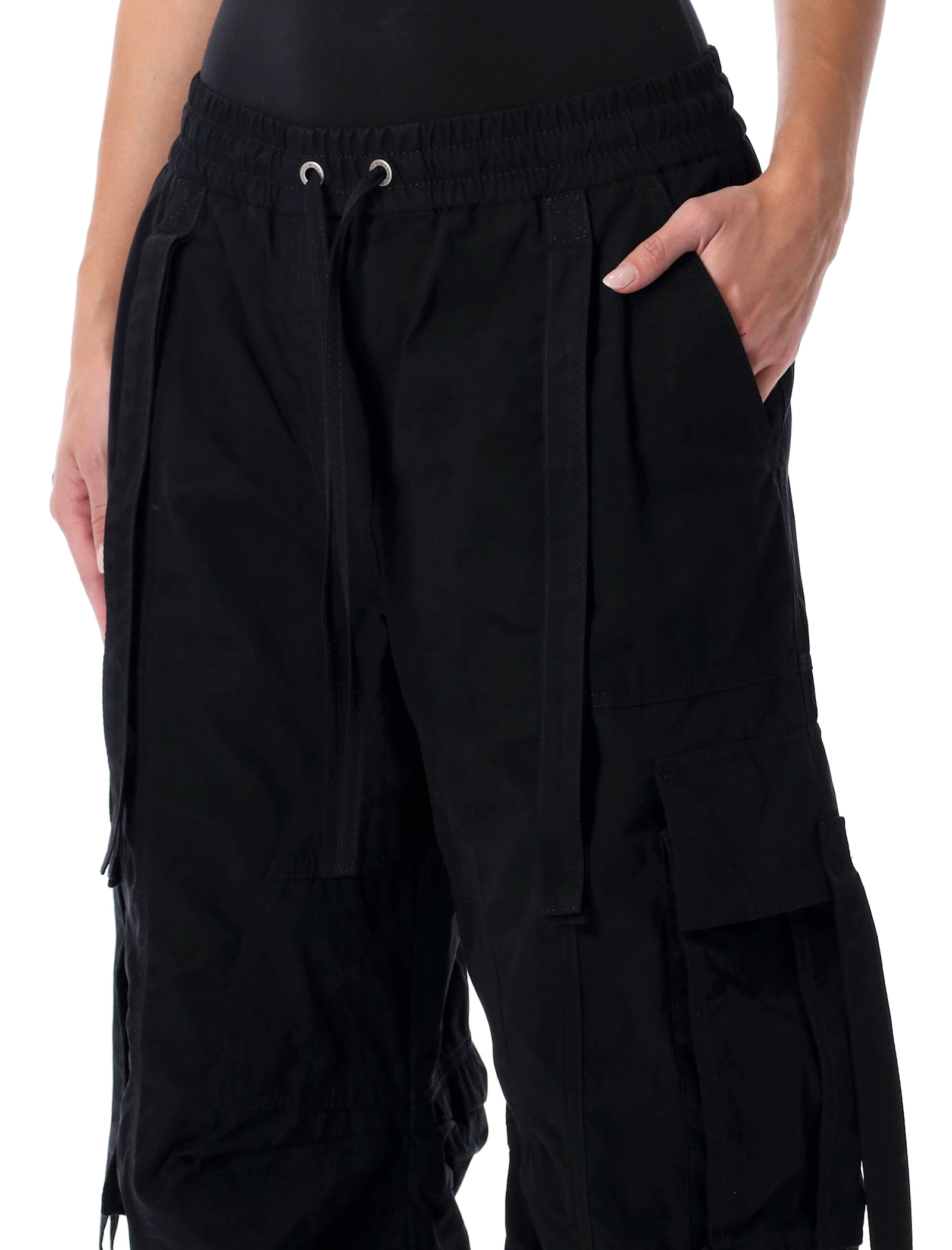 Dolce & Gabbana Black Waxed Faille Cargo Trousers In Black