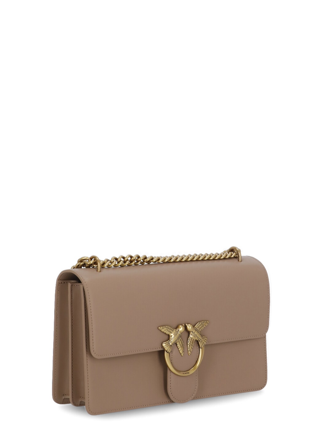 Pinko Love One Classic Logo Plaque Shoulder Bag In Beige