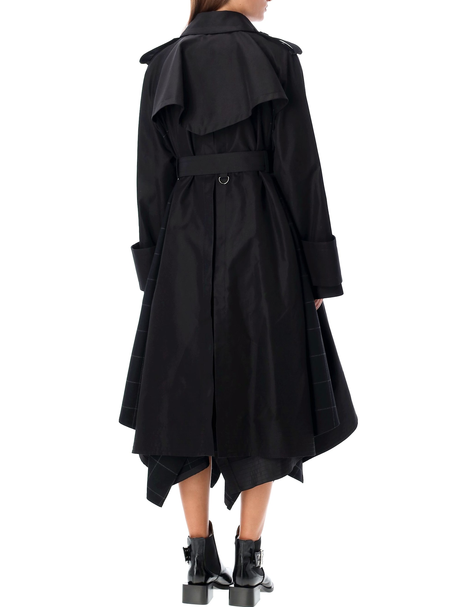 Shop Sacai Paneled Trench Coat In Black