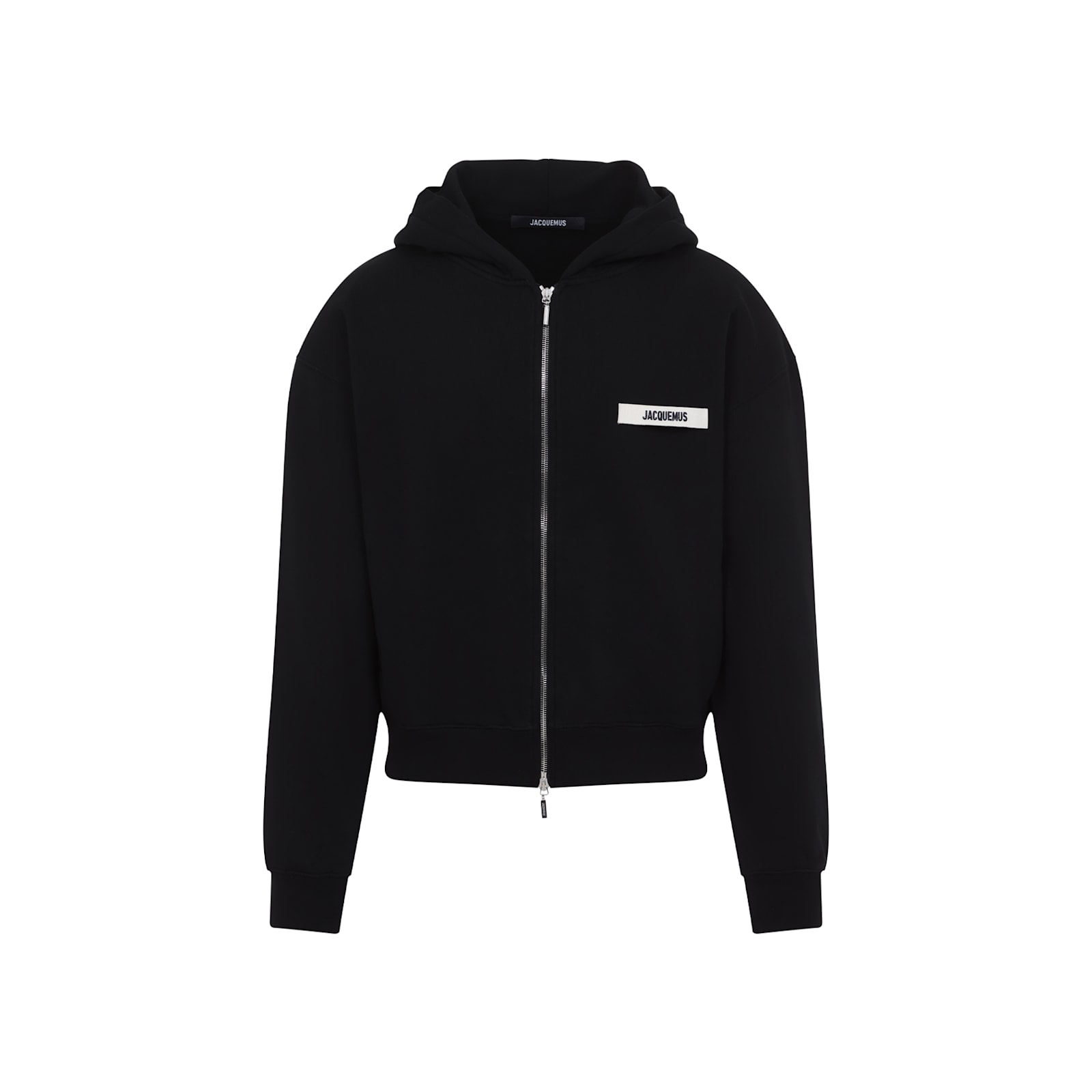 Jacquemus The Gros Grain Zip-up Hooded Sweatshirt In Black