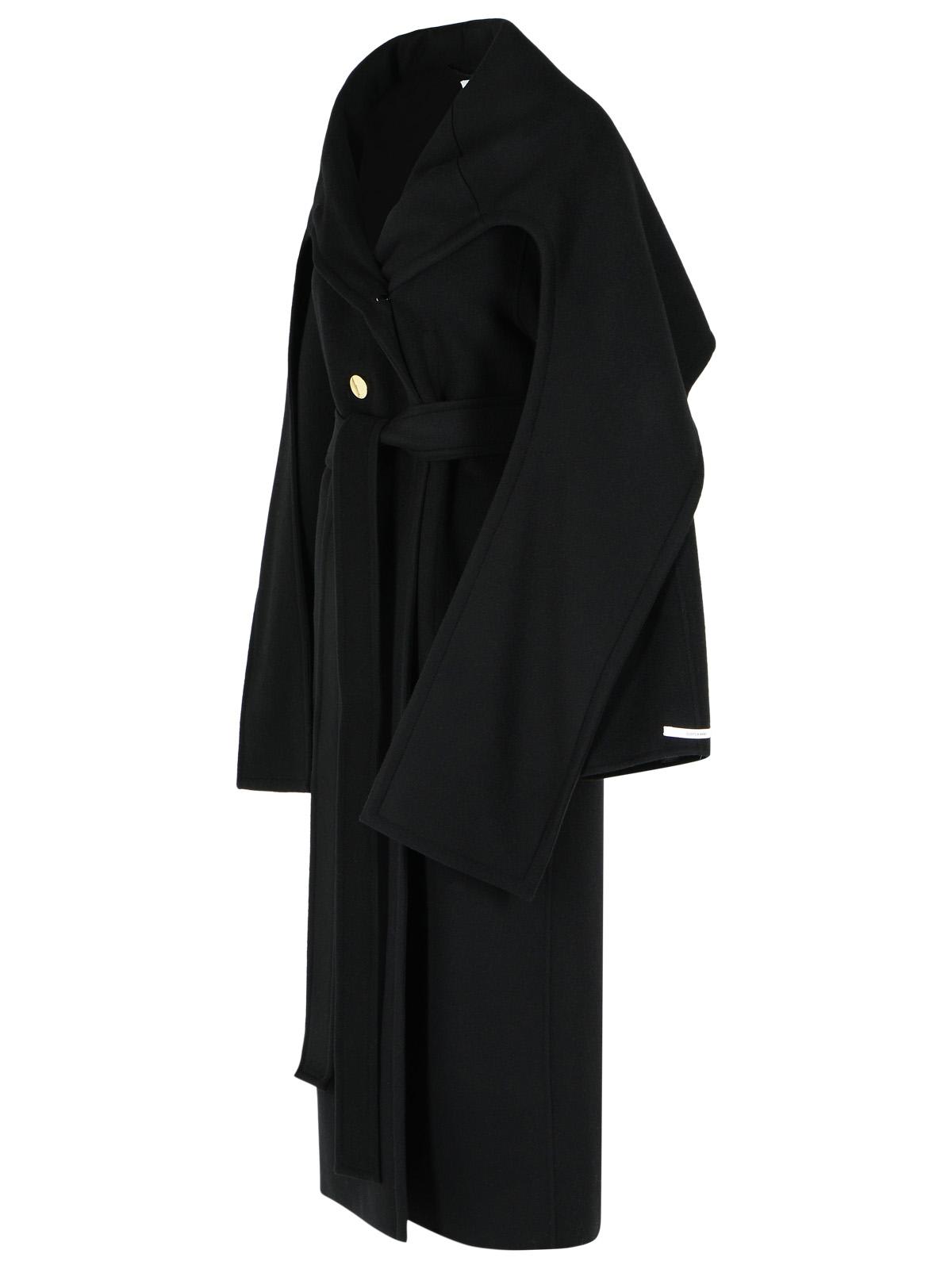 Sportmax Baldo Black Virgin Wool Coat With Scarf Collar In Black
