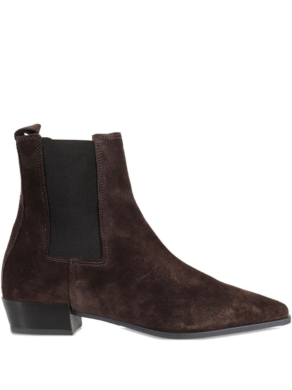 Copenhagen Pointed Toe Calf Suede Ankle Boots In Brown