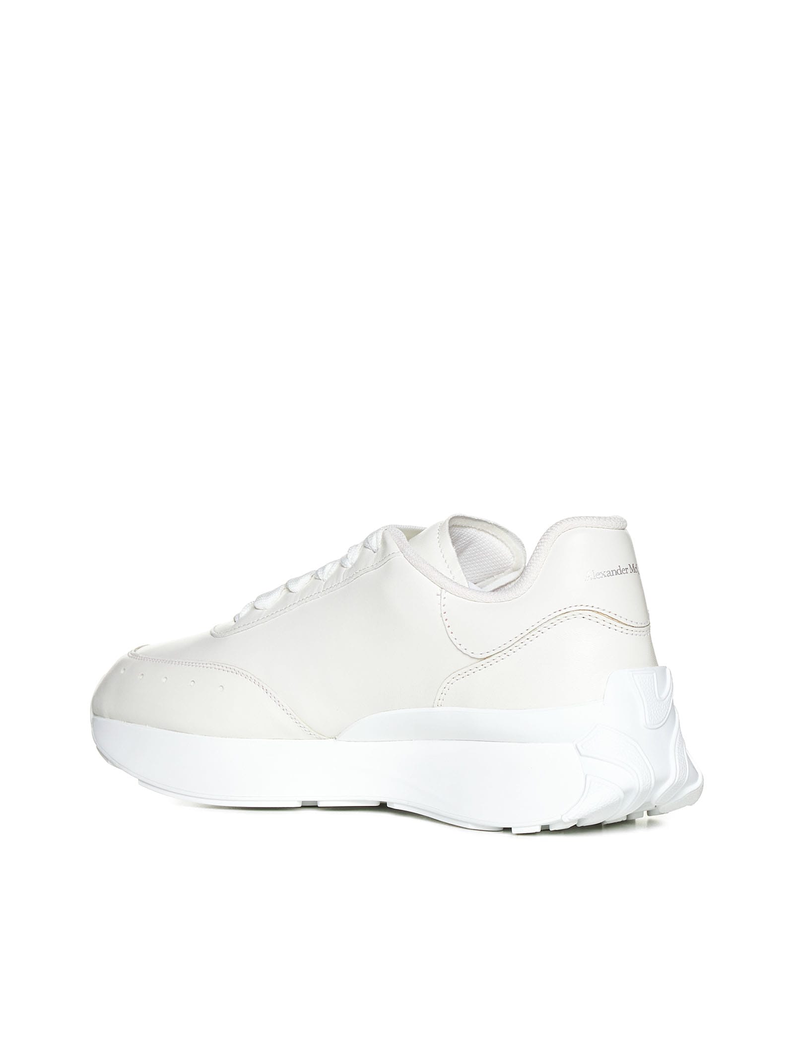 Alexander Mcqueen White Sprint Runner Low Top Leather Sneakers In White/white
