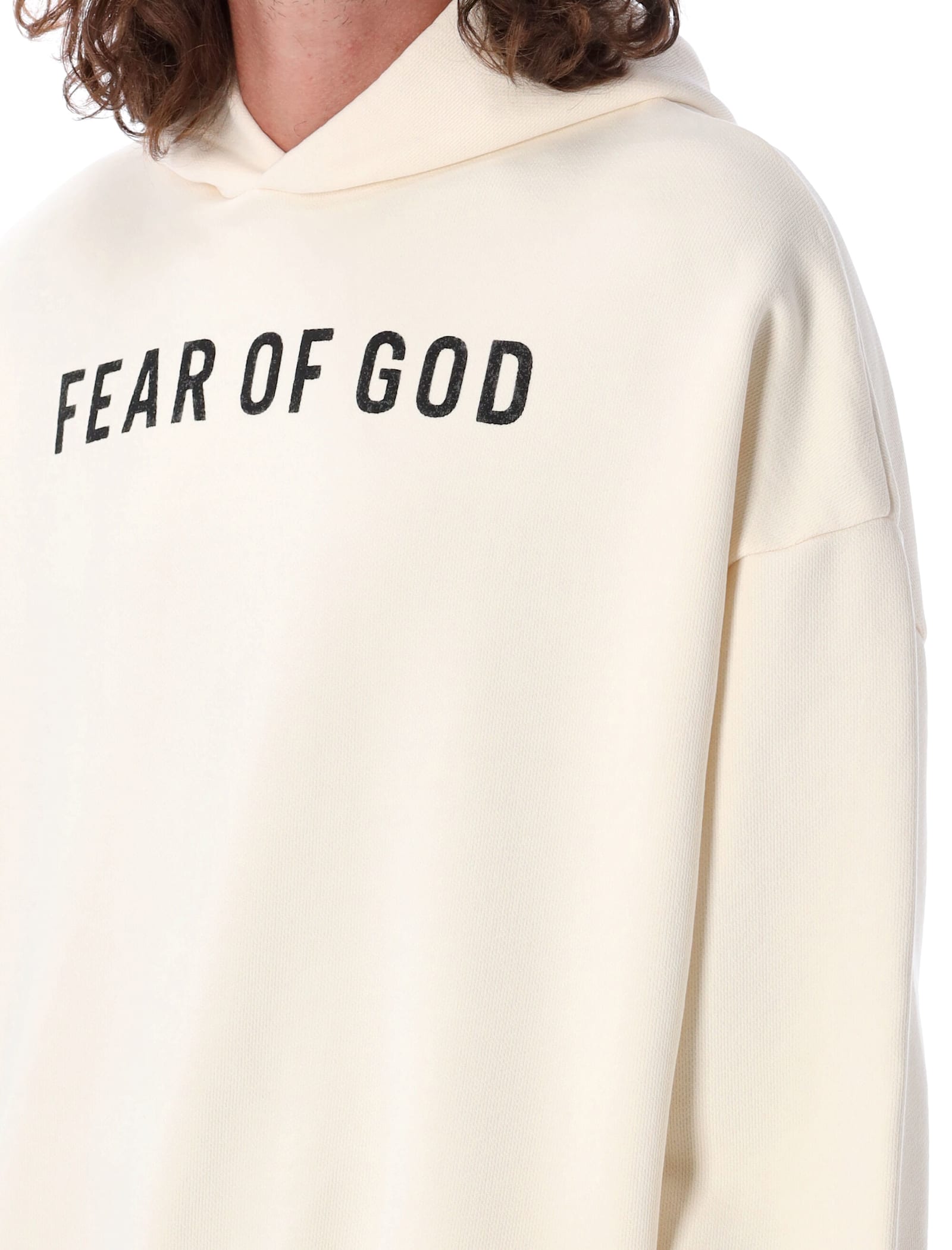 Shop Fear Of God Overlapped Hoodie In Cream