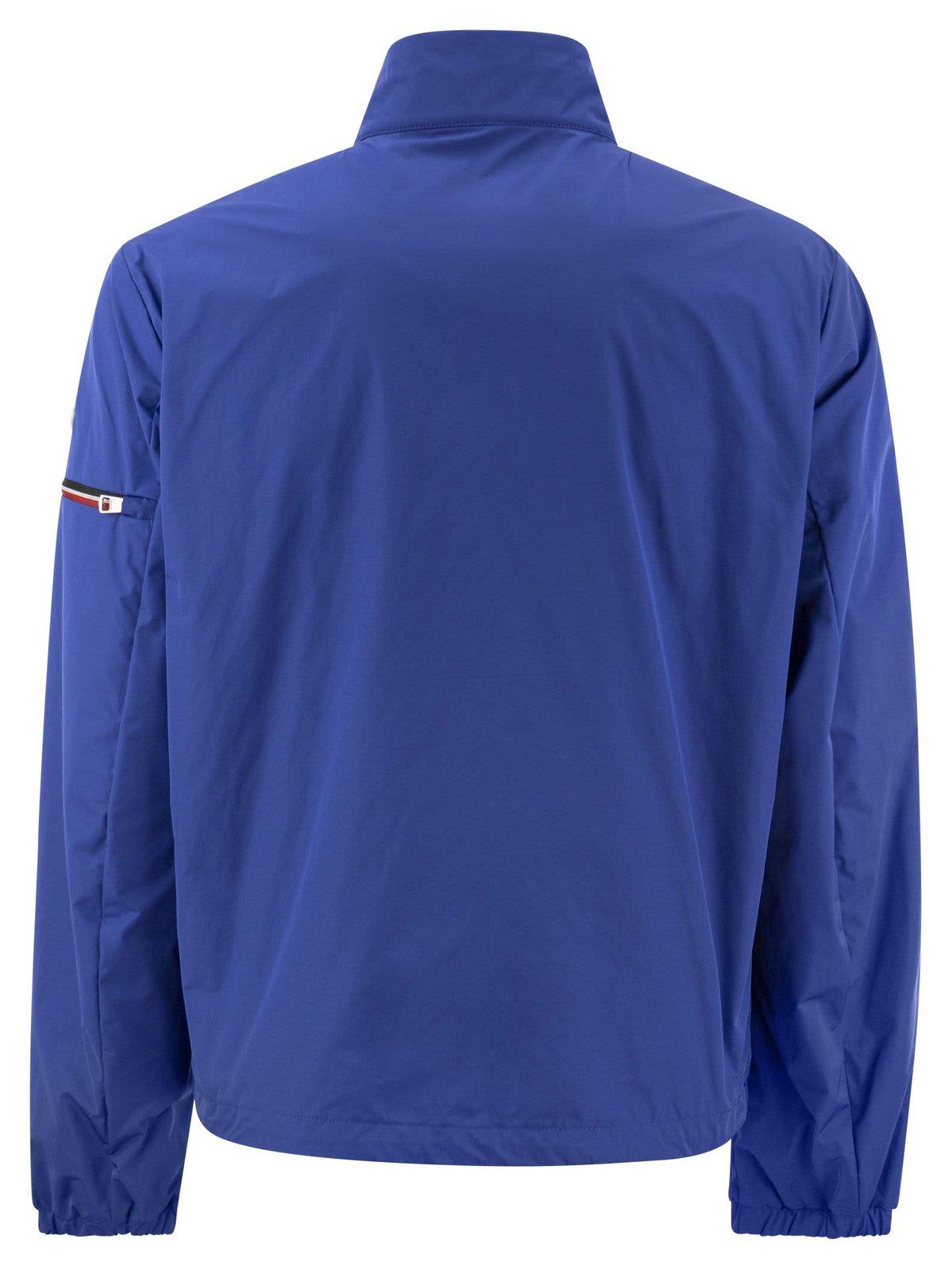Shop Moncler High Neck Zip-up Jacket In Blue