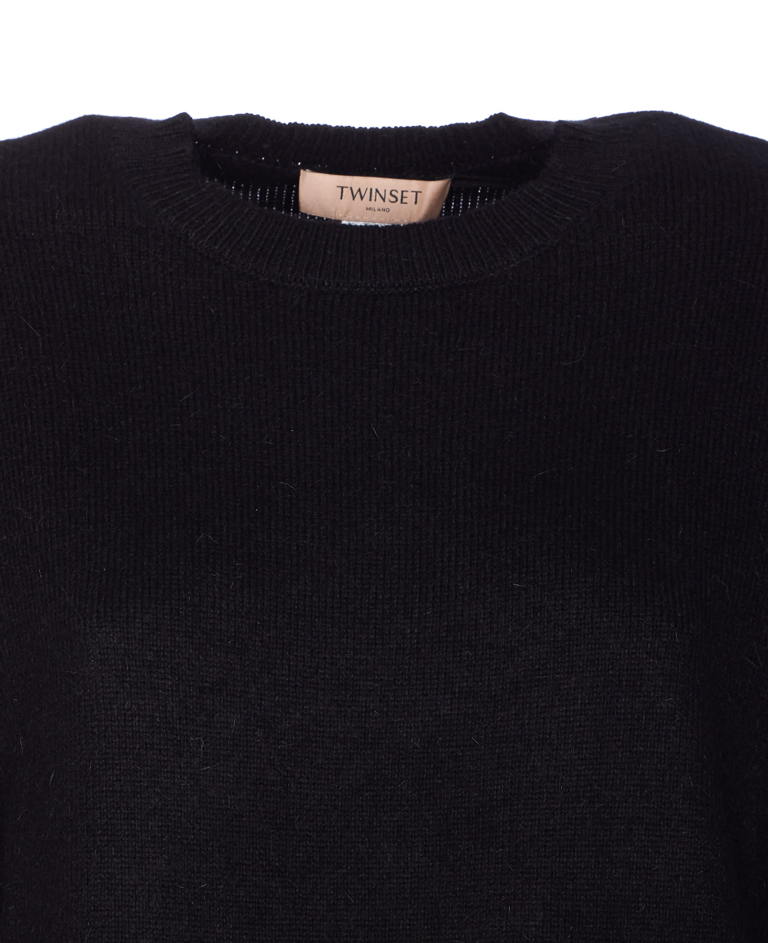 Twinset Lace Detail Sweater In Black