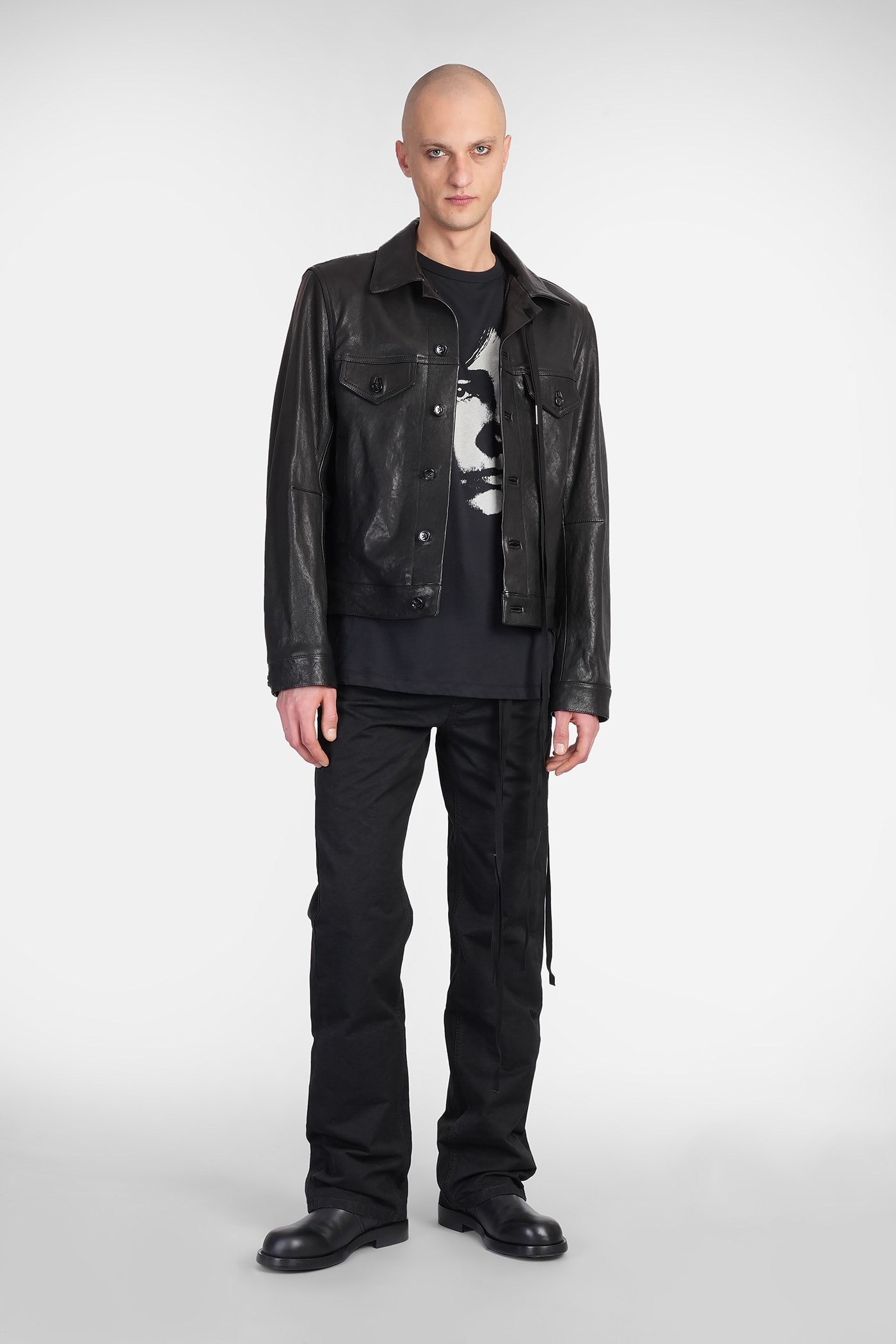 Ann Demeulemeester Ebbe Leather Jacket In Black Leather In Black