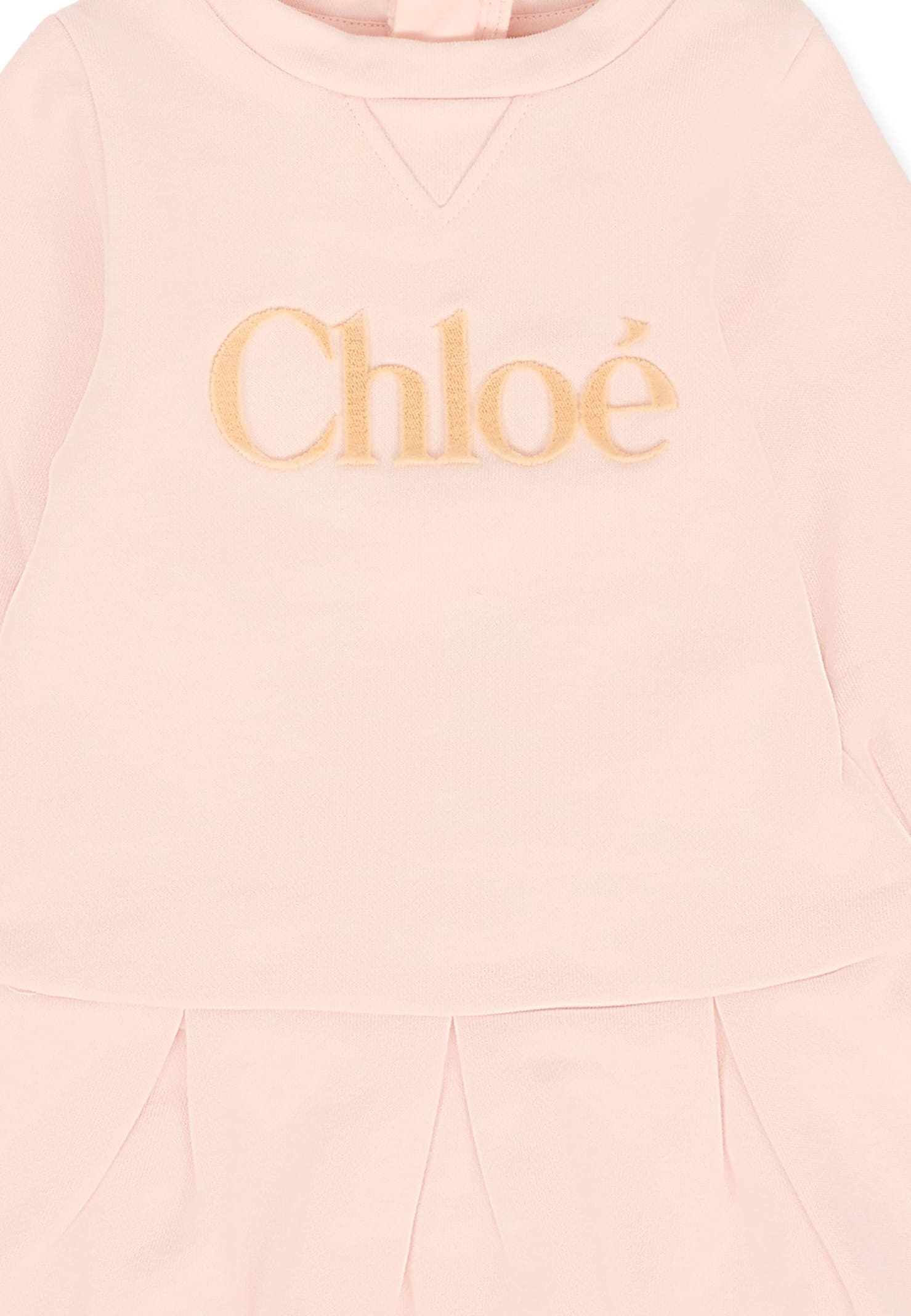 Chloé Pink Dress For Baby Girl With Logo In Pink