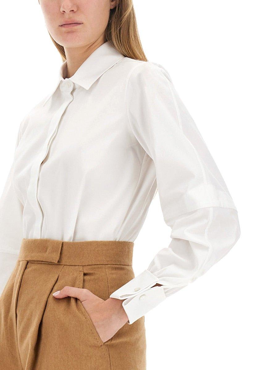 Shop Max Mara Collared Long-sleeved Shirt In White