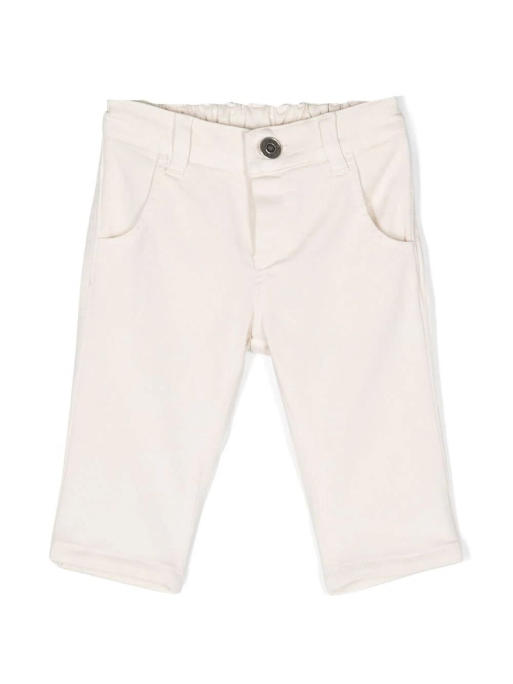 Pucci Babies' White Jeans With Pastel Iride Print In Bianco