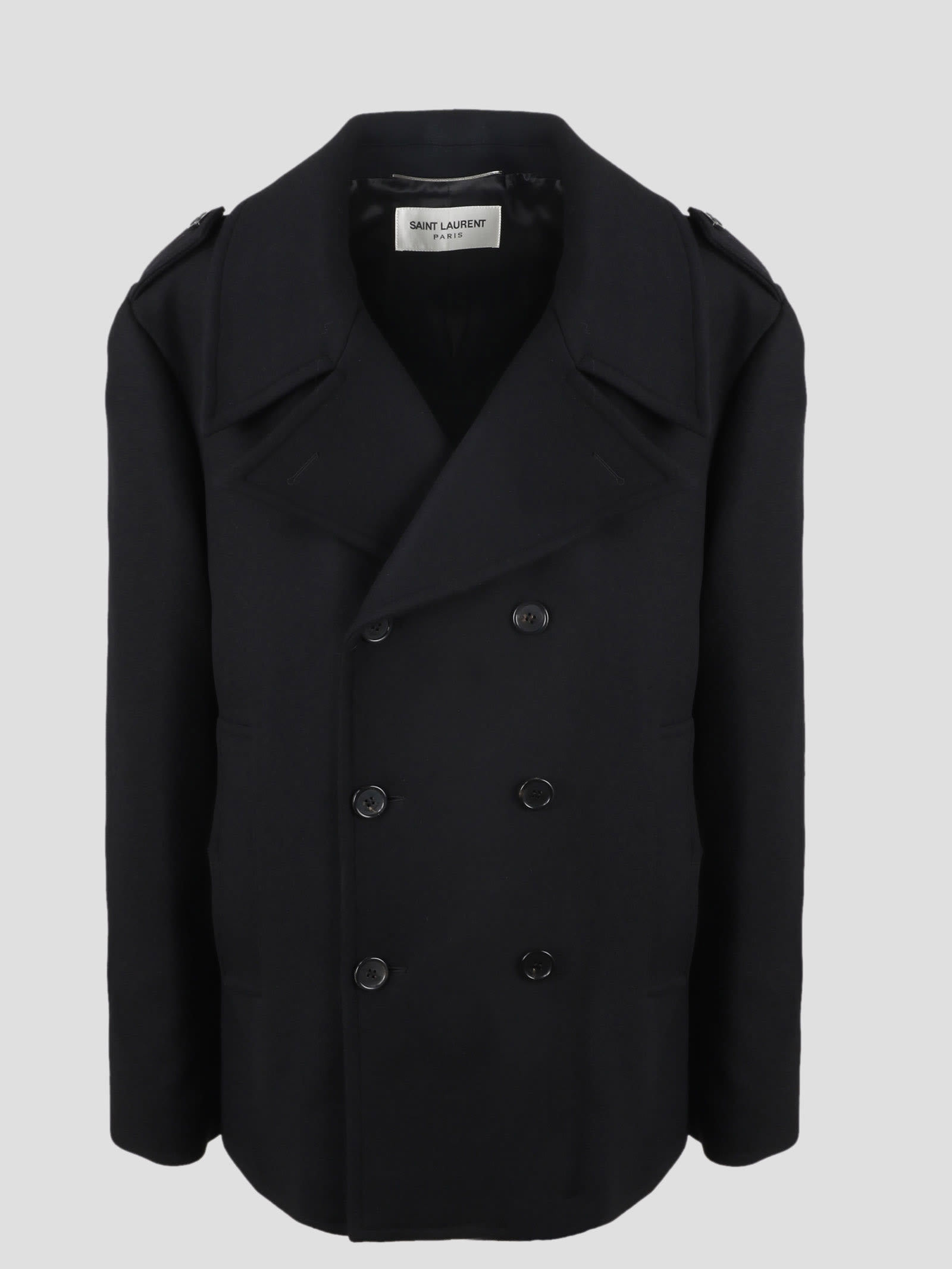 Saint Laurent Wool Double Breasted Peacoat
