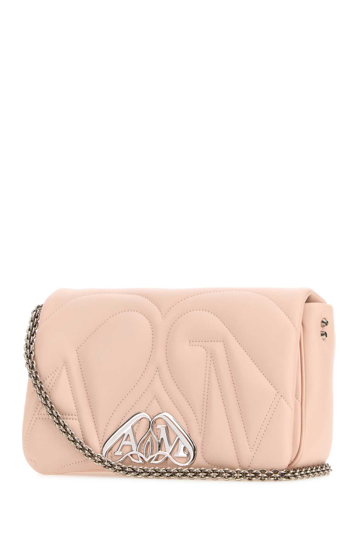 Shop Alexander Mcqueen Pink Leather Small Seal Shoulder Bag In Clay