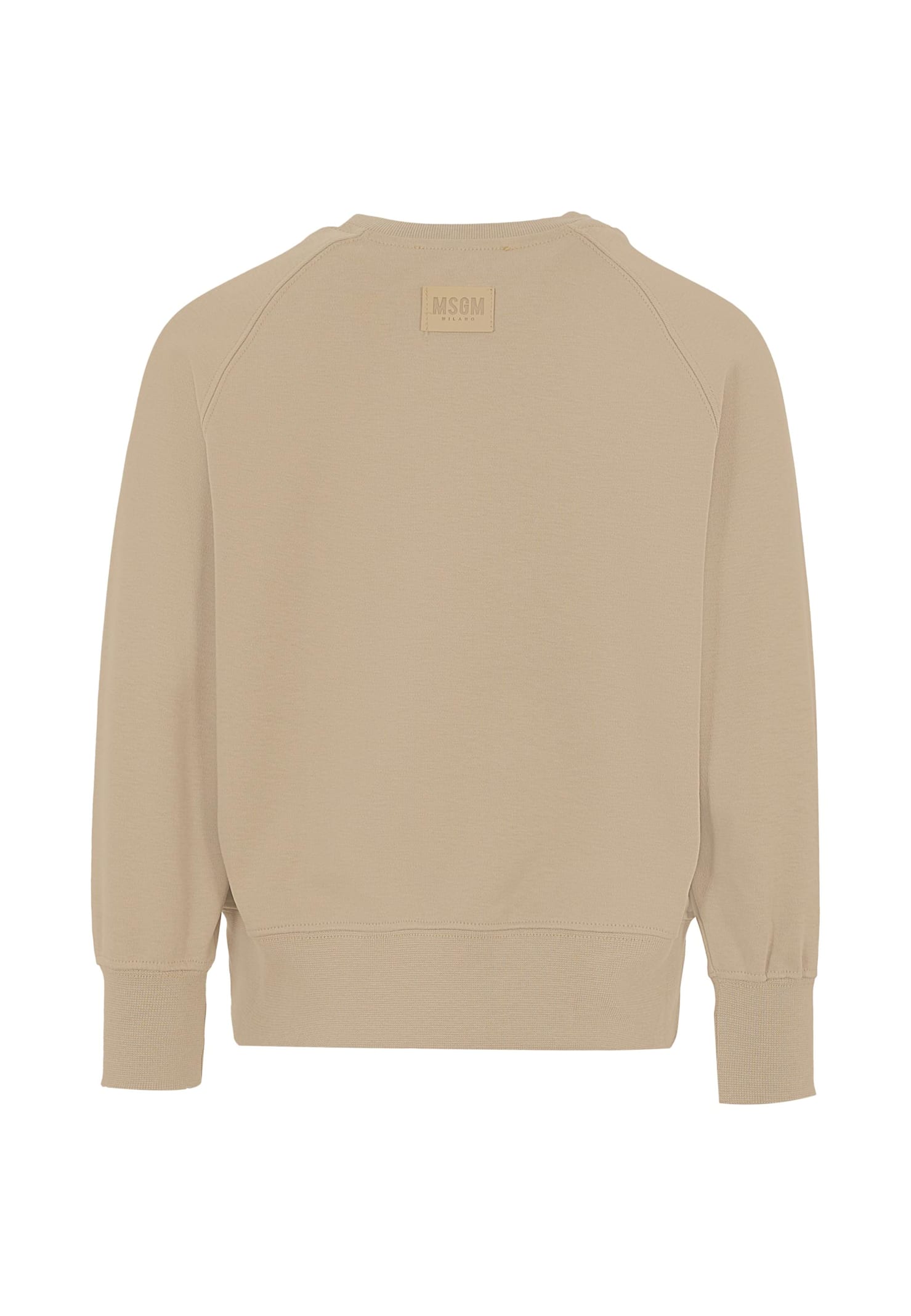 Msgm Beige Sweatshirt For Kids With Logo In Brown