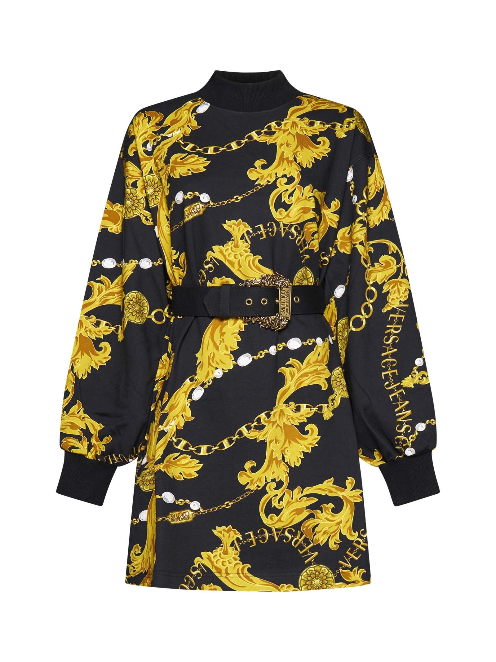 Versace Jeans Couture Dress In Black Gold | ModeSens
