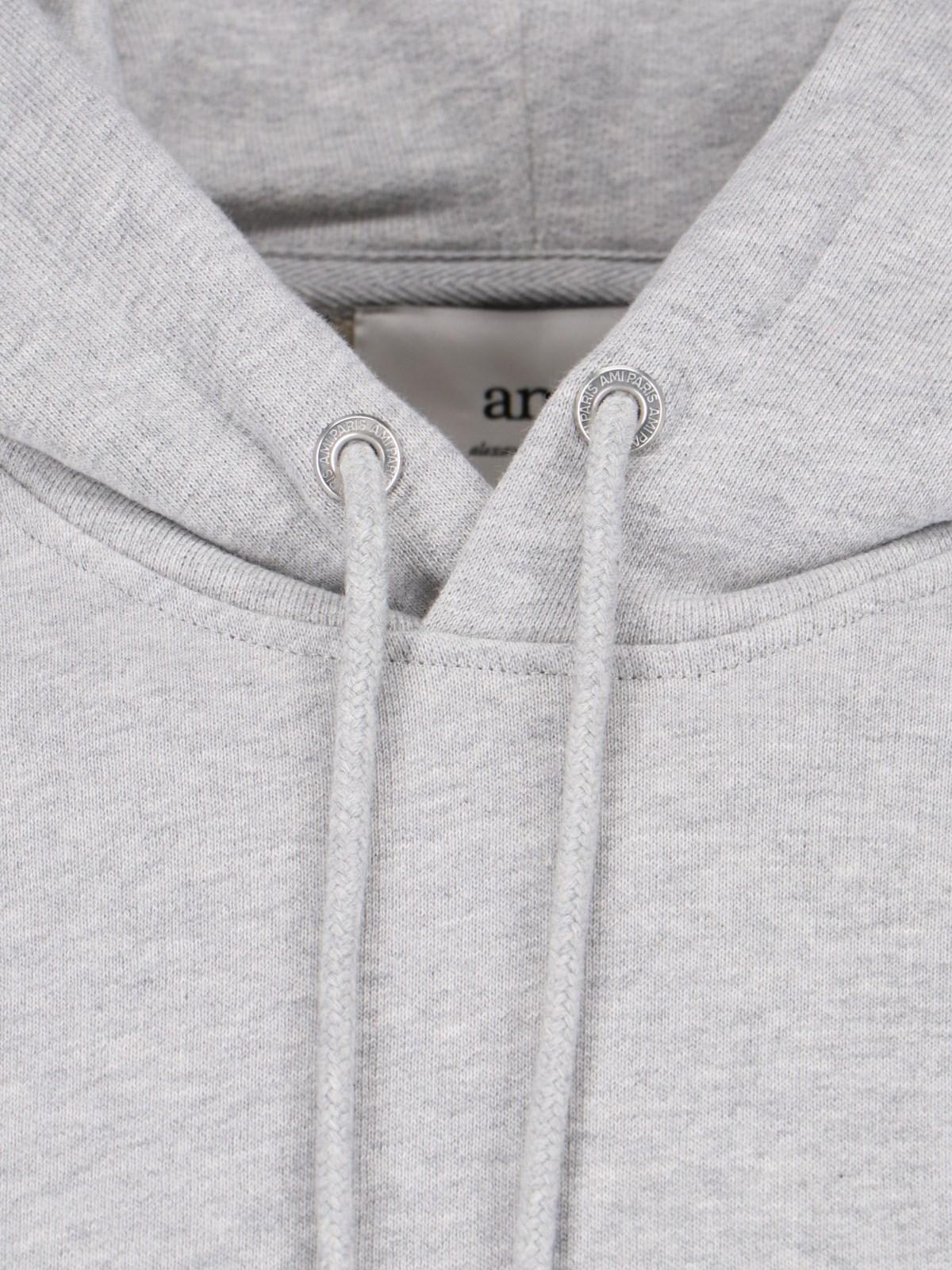 Shop Ami Alexandre Mattiussi Paris Logo Hoodie In Gris Cendre Chine