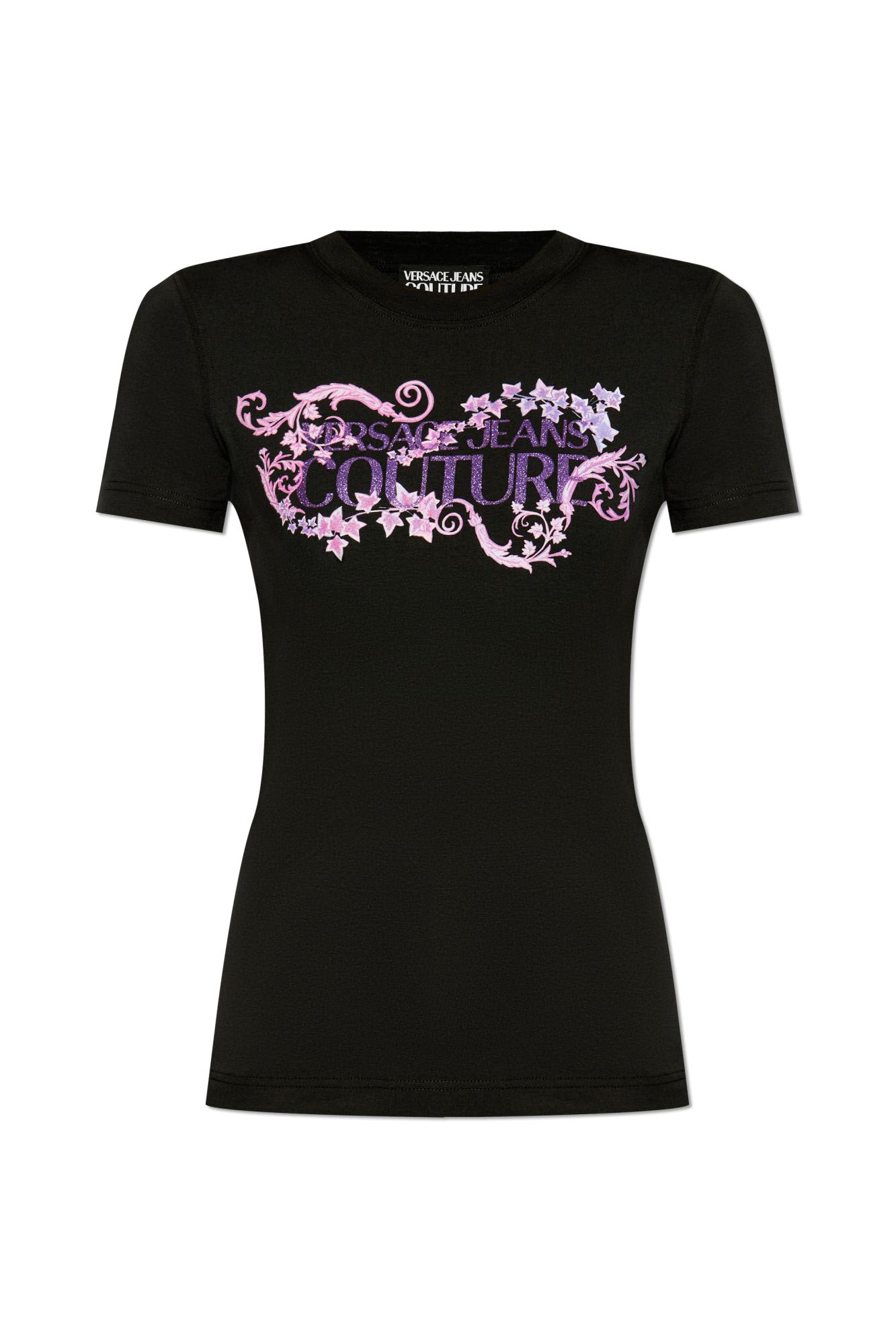 Versace Jeans Couture Logo-print T-shirt In Black
