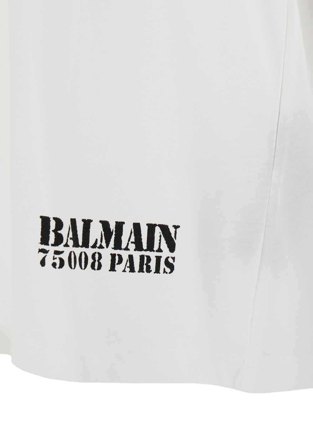 Balmain White Crewneck T-shirt With Logo Lettering Print On The Front In Cotton Man