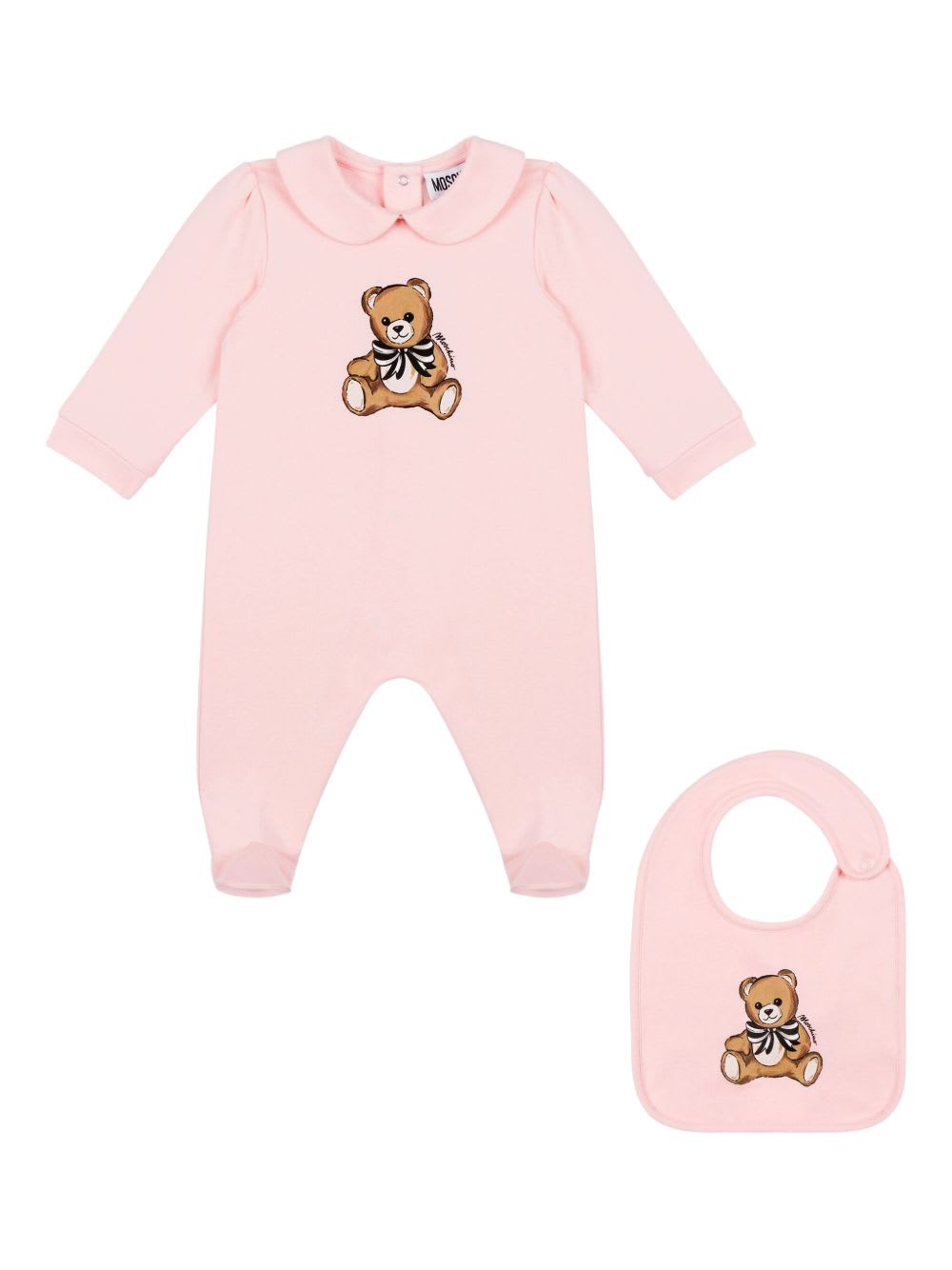 Moschino Kids Baby Long-sleeved Set With Bear Motif In Pink